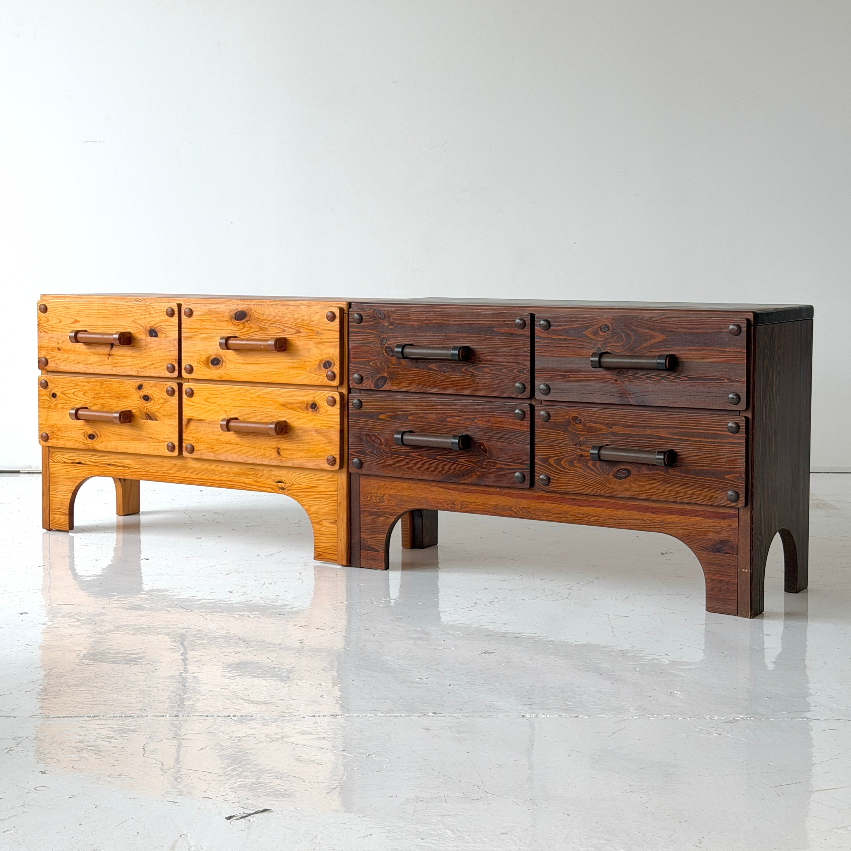 Swedish Pine Modular Credenza w/ Leather Pulls