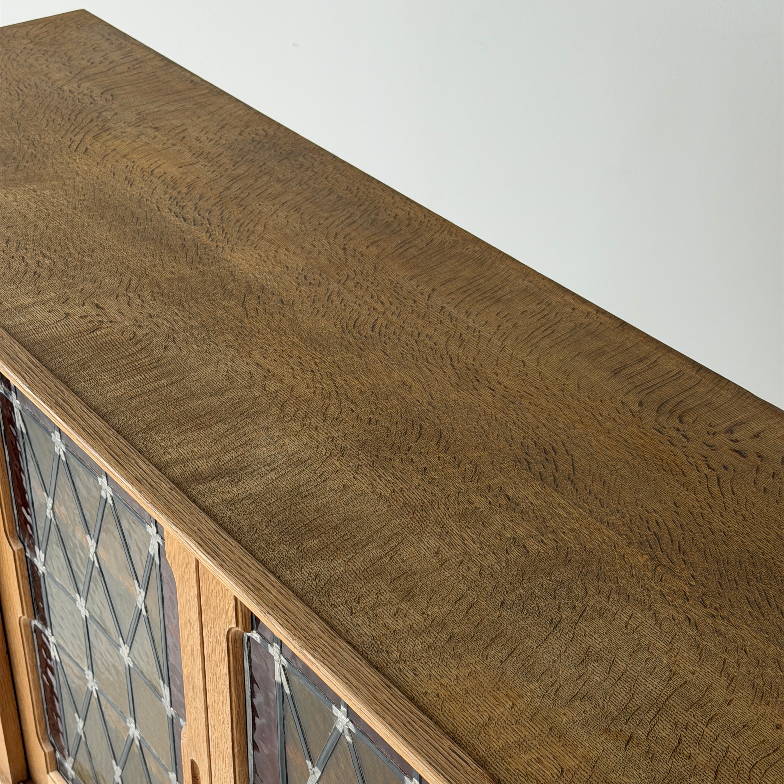 Danish Carved Oak Brutalist Wood Sideboard