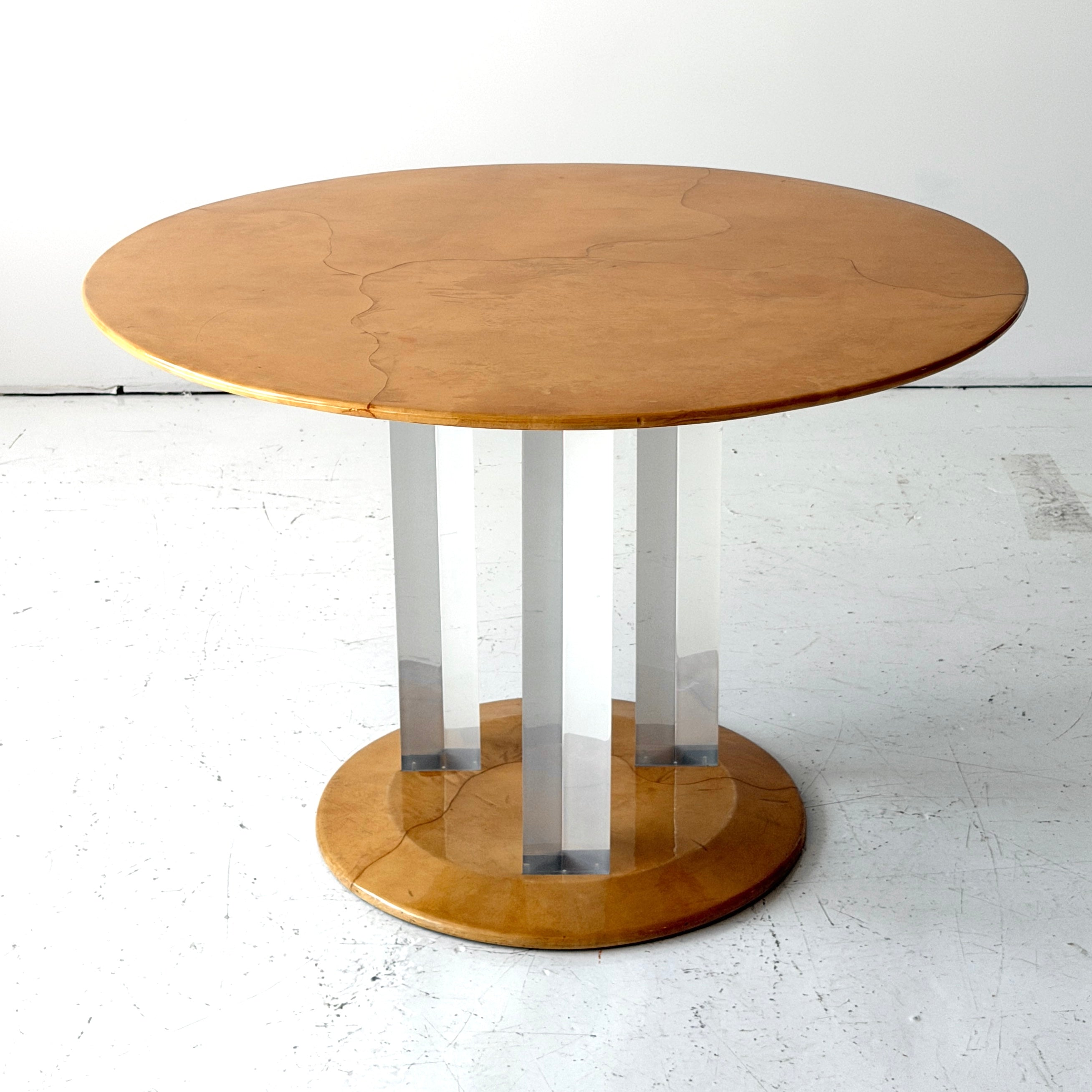 Goatskin + Lucite Circle Dining Table