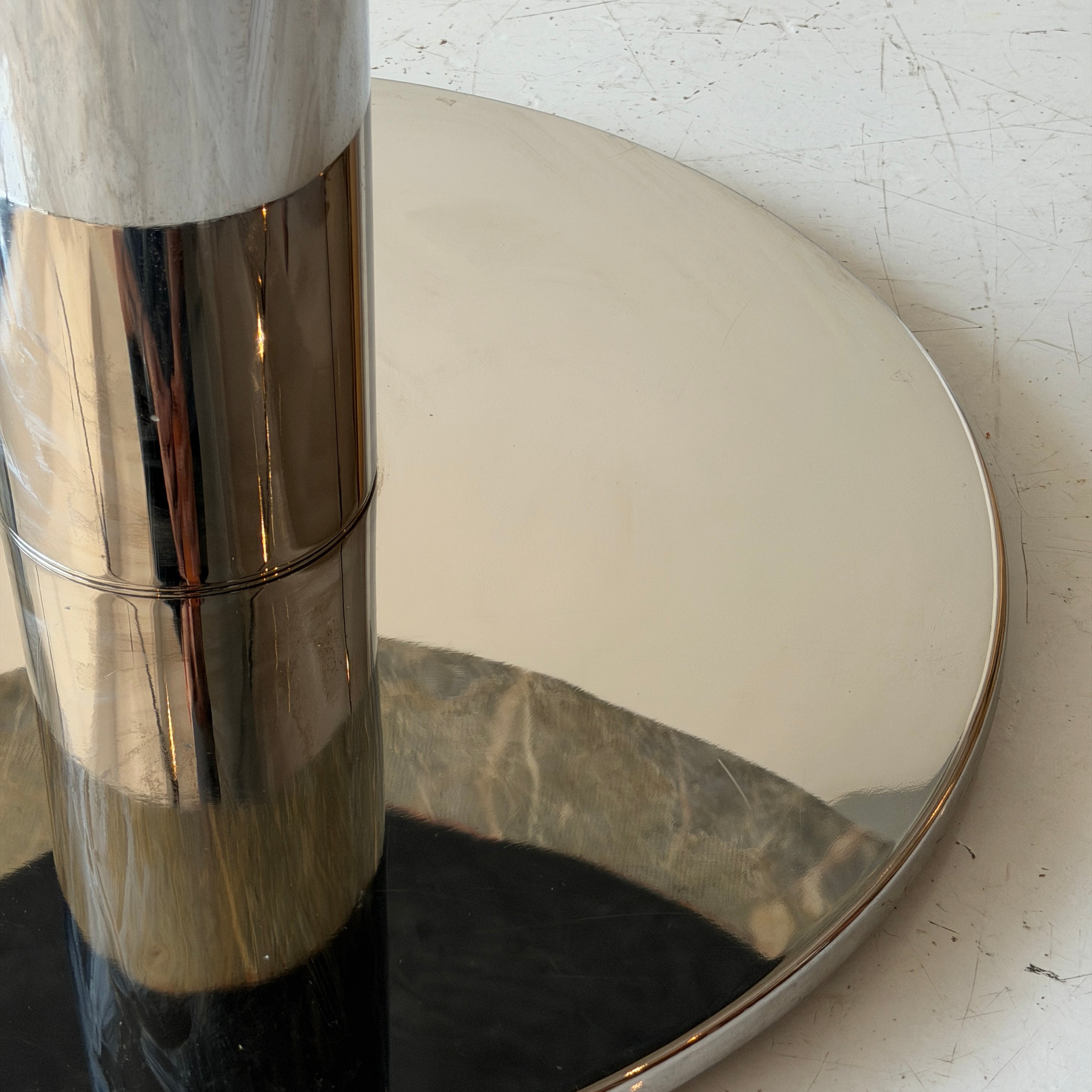 Marble + Chrome Circle Dining Table by Brueton