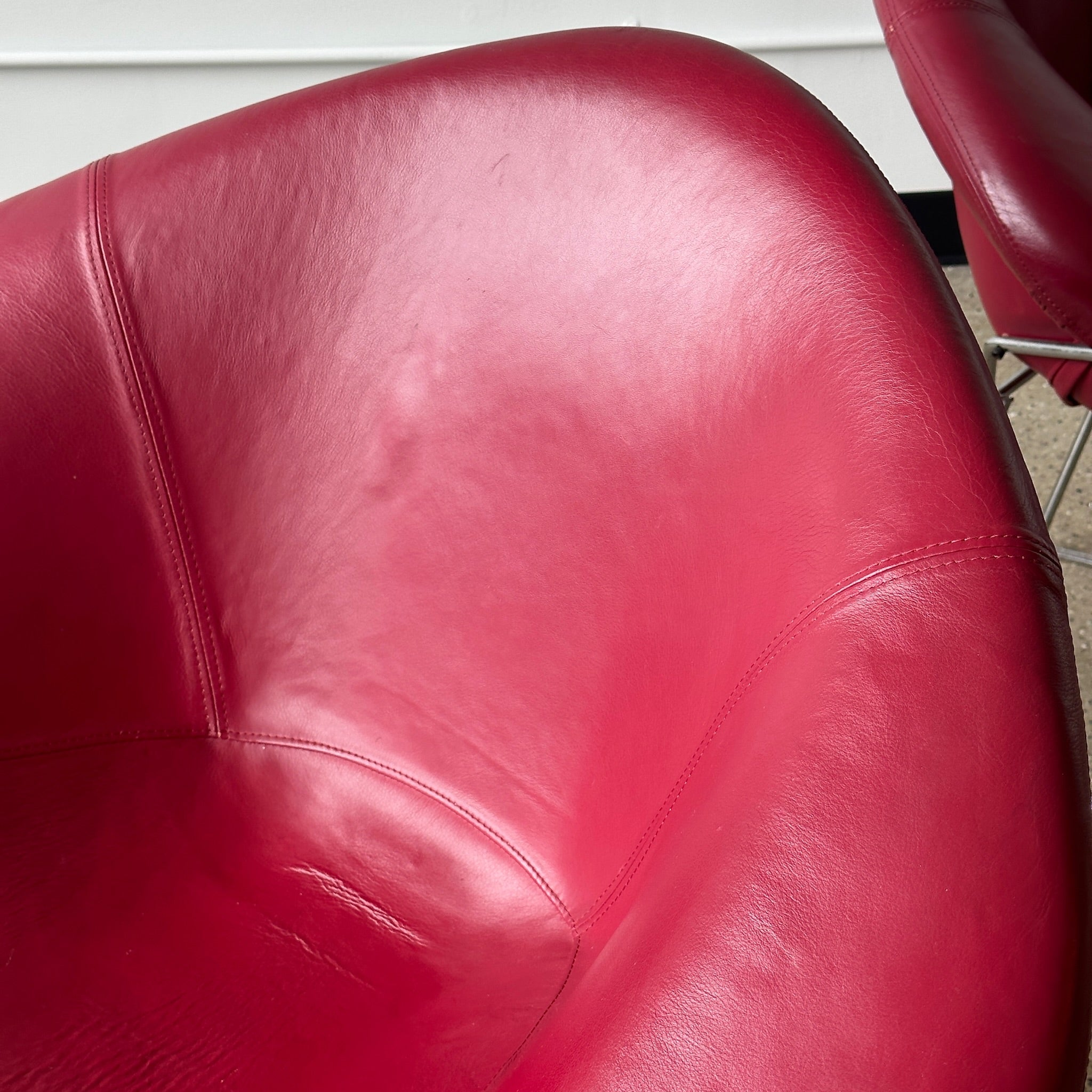 Diamond Chairs in Oxblood Leather by Harry Bertoia for Knoll