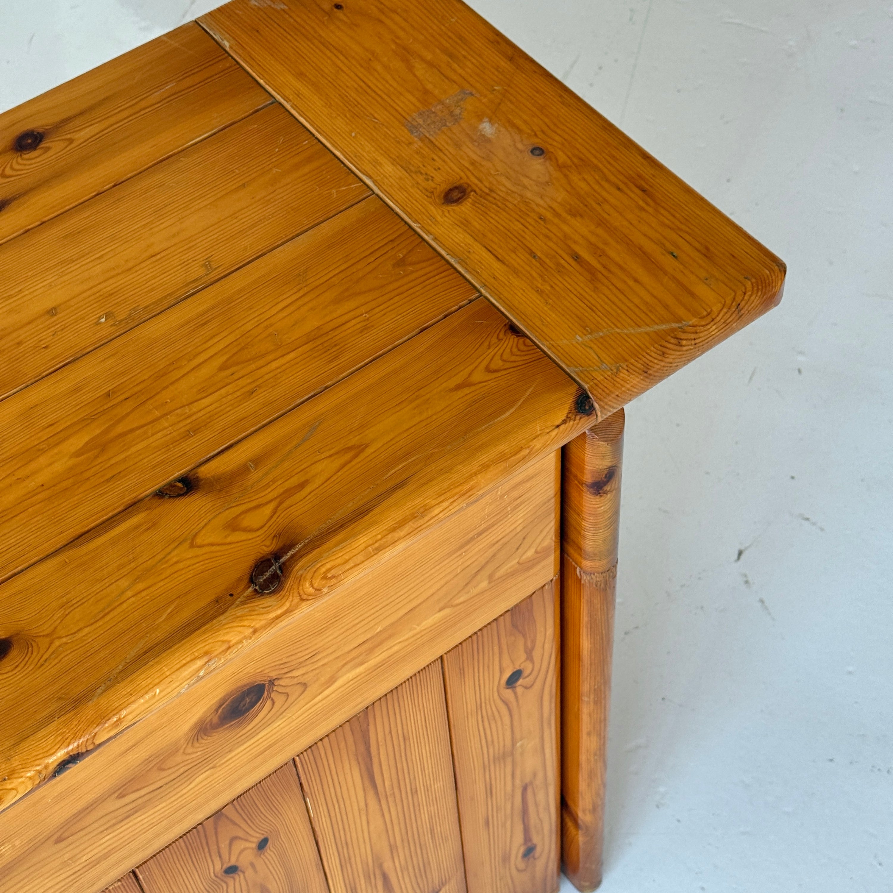 Italian Brutalist Pine Credenza by Silvio Coppola