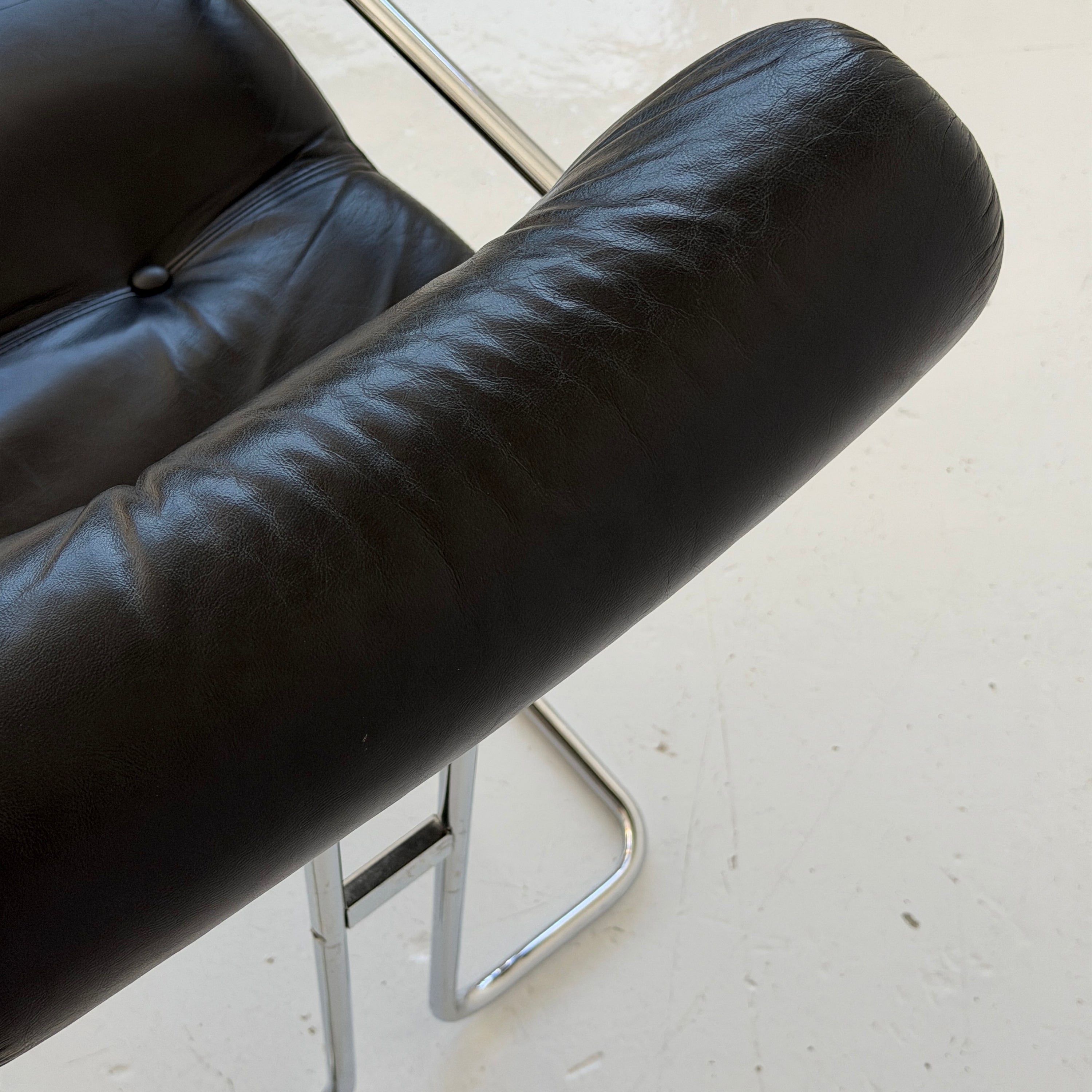 Leather Side Chair by Guido Faleschini for i4 Mariani