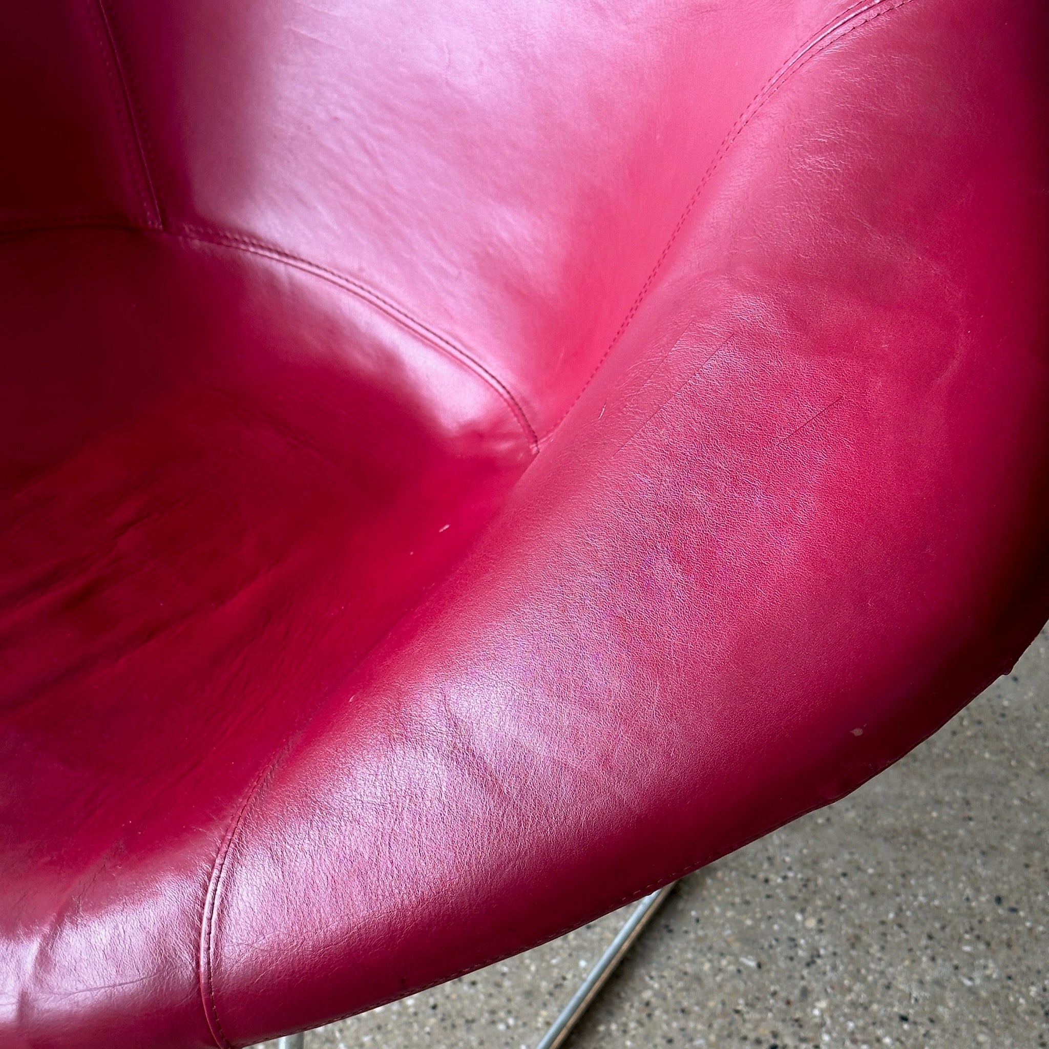 Diamond Chairs in Oxblood Leather by Harry Bertoia for Knoll