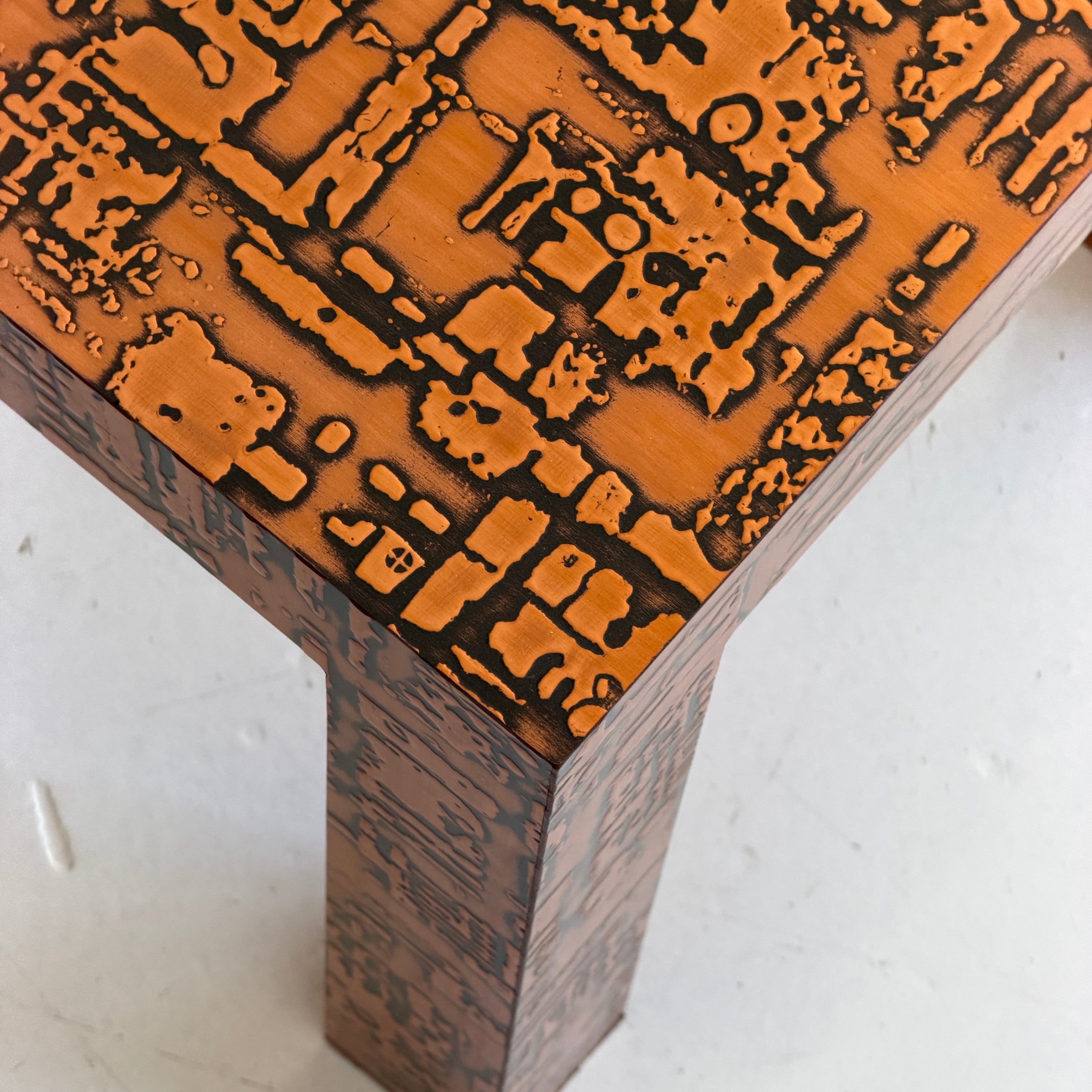 Embossed Copper Laminate Side Tables