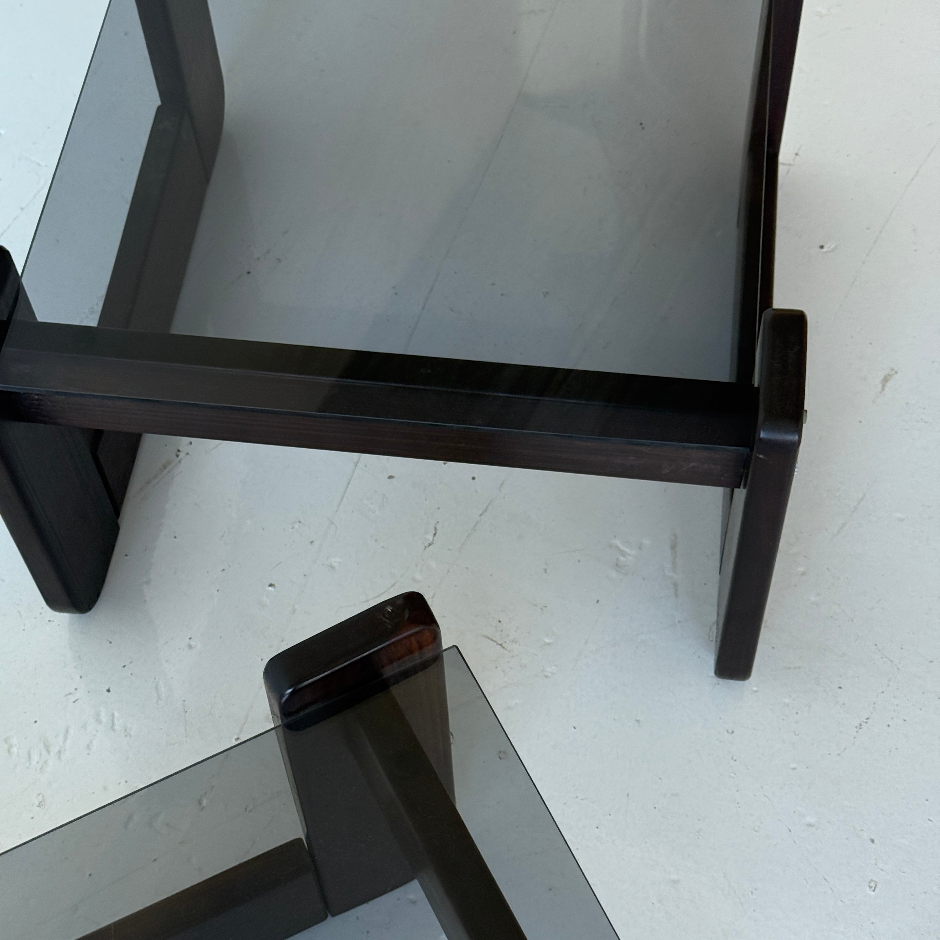 Brazilian Smoked Glass Tables by Percival Lafer
