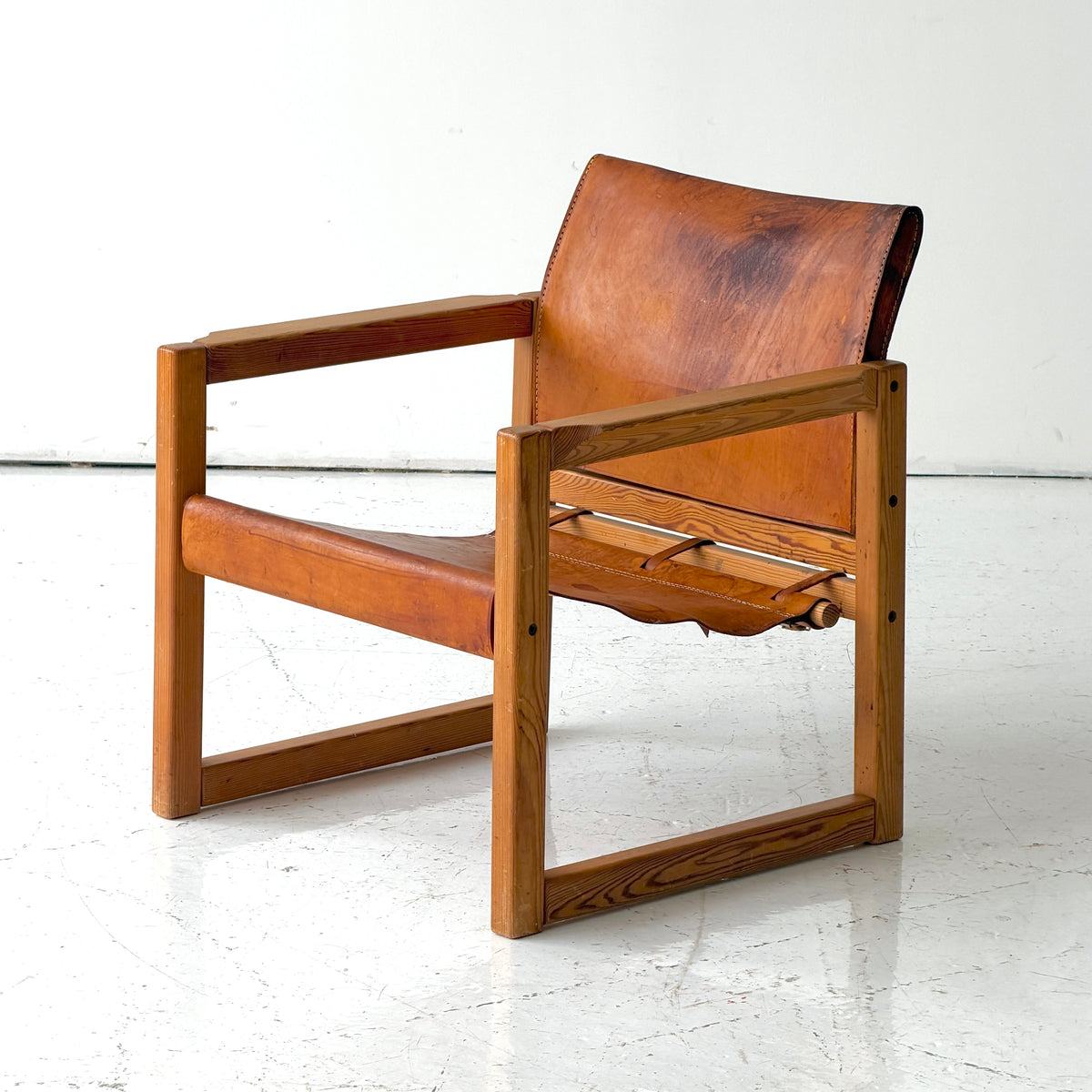 Patinated Leather Lounge Chair by Karin Mobring