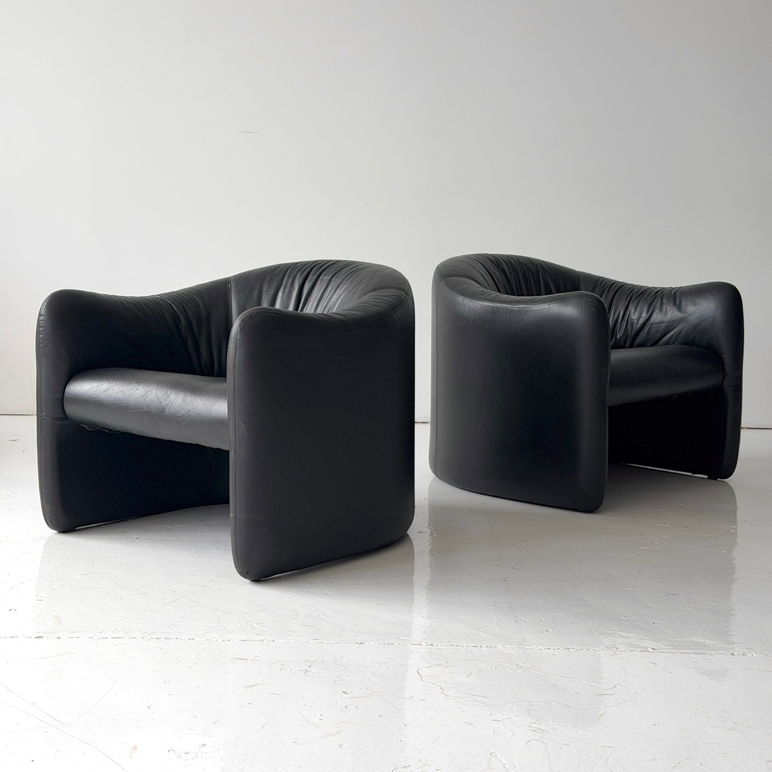 Chubby Leather Lounge Chairs by Jules Heumann for Metropolitan