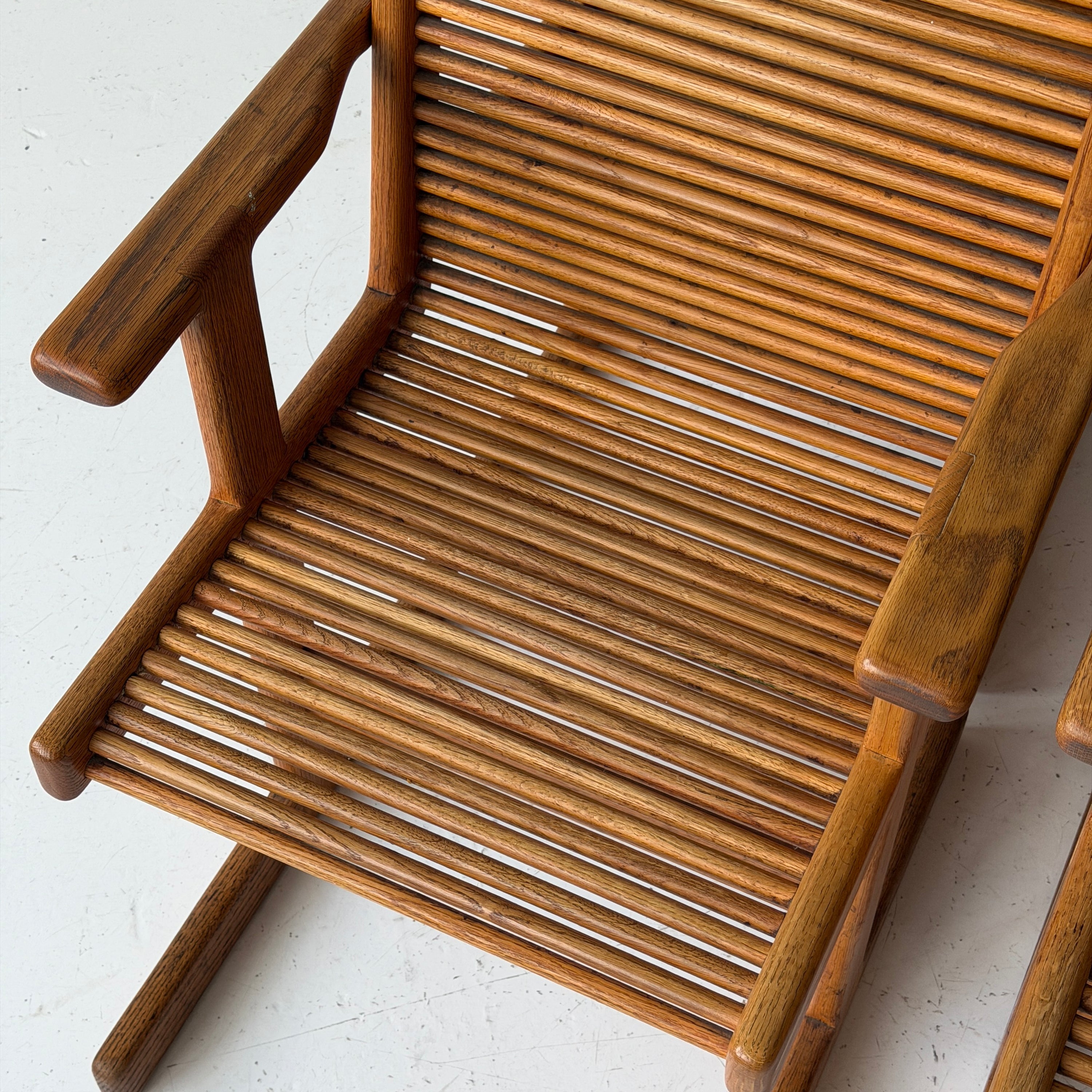 Highback Spindle Dowel Oak Dining Chairs by Stephen Hynson