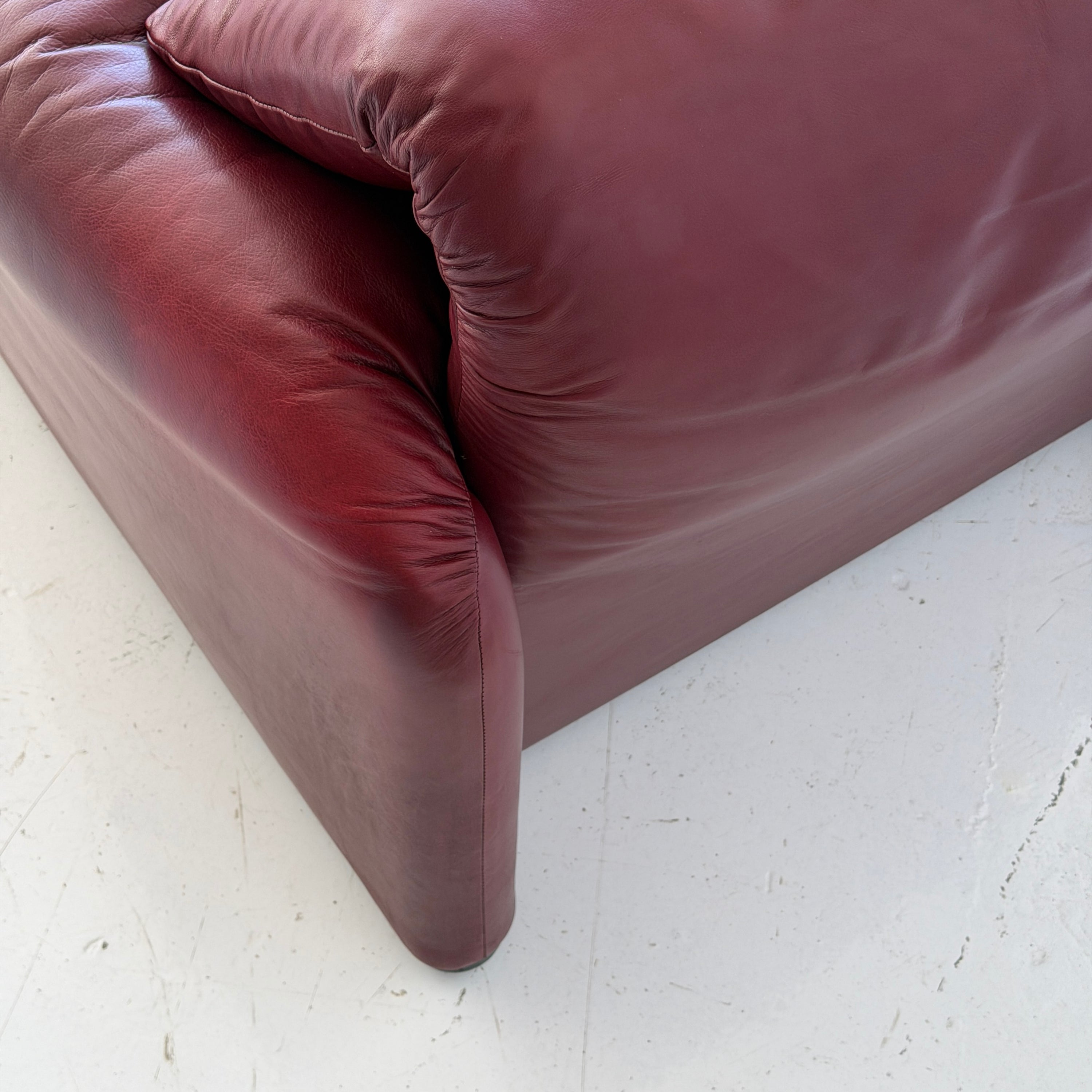 Oxblood Leather Maralunga Chair + Ottoman by Vico Magistretti for Cassina