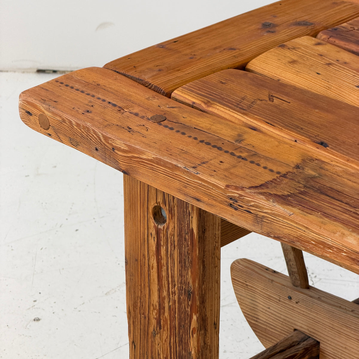 Belgian Brutalist Pine Dining Table