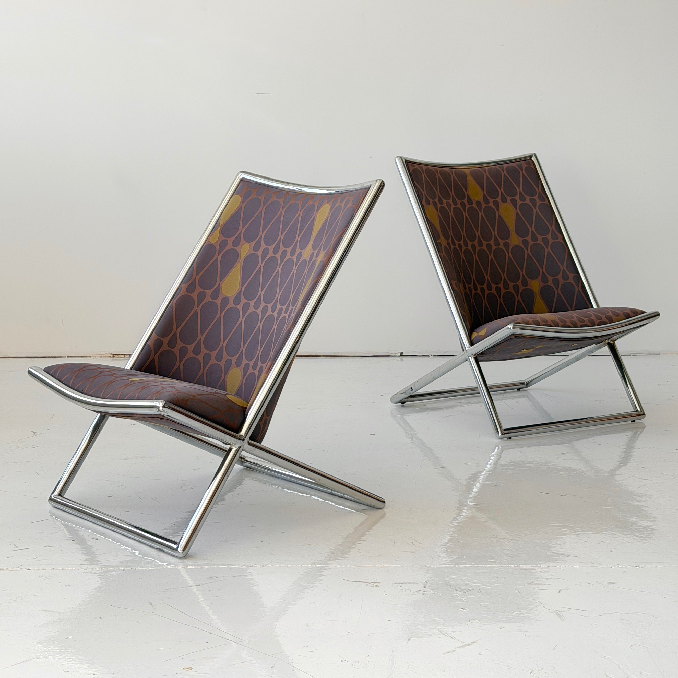 Metal Scissor Chairs by Ward Bennett for Brickell Associates