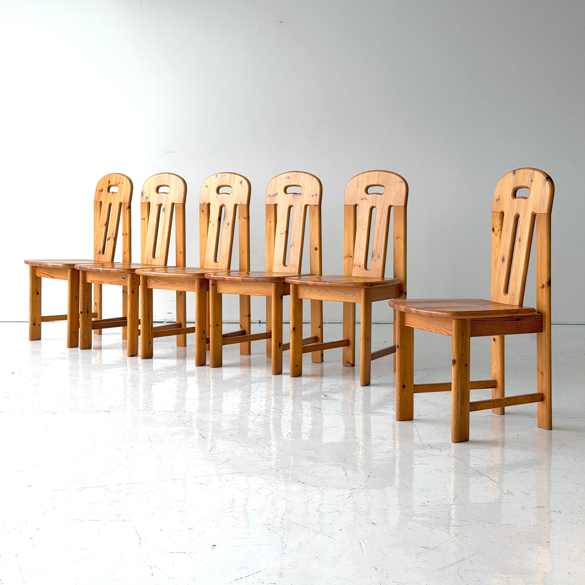 Brutalist Italian Pine Dining Chairs