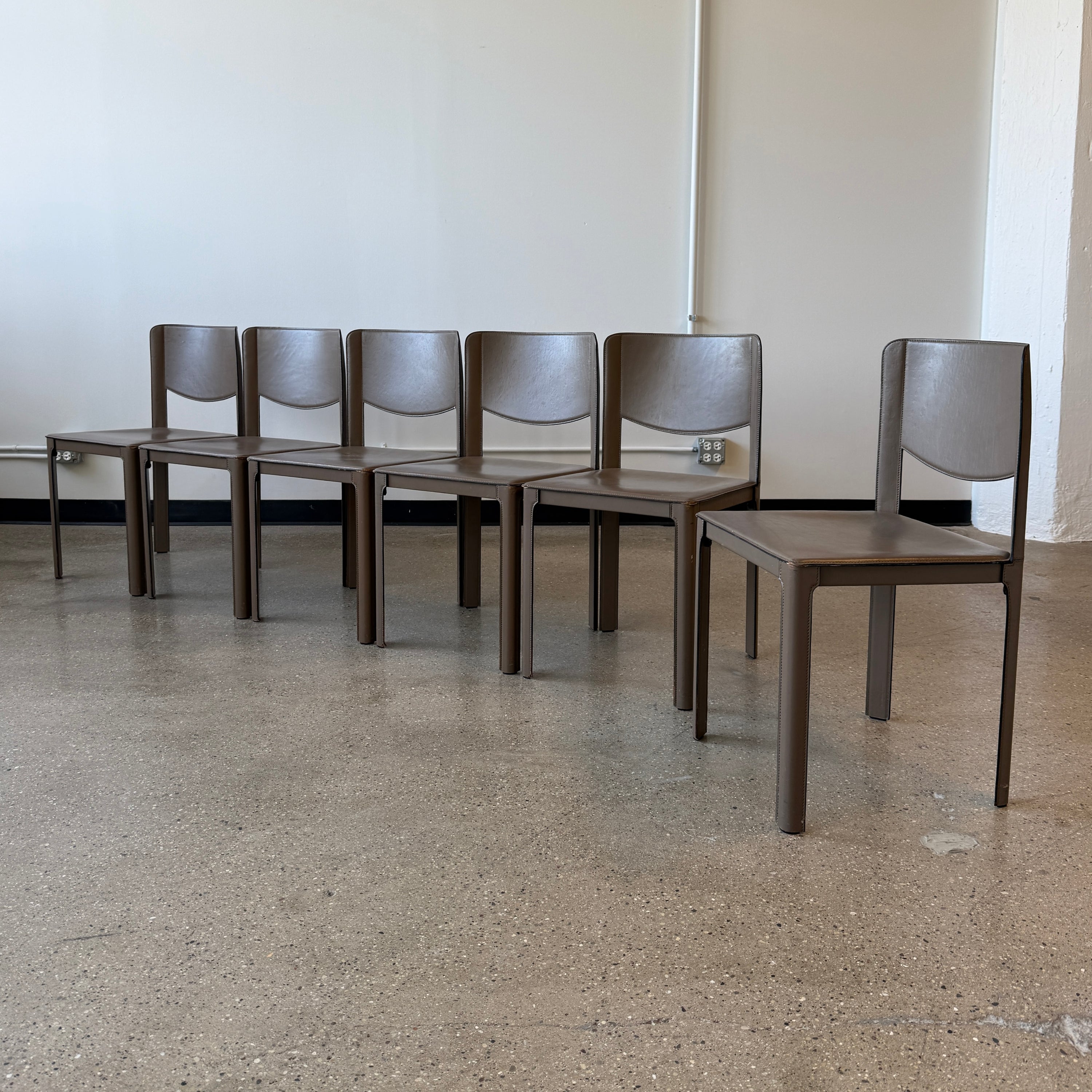 Italian Leather Dining Chairs by Matteo Grassi