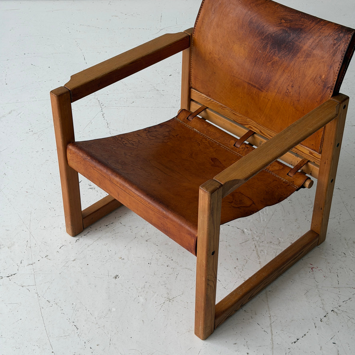 Patinated Leather Lounge Chair by Karin Mobring