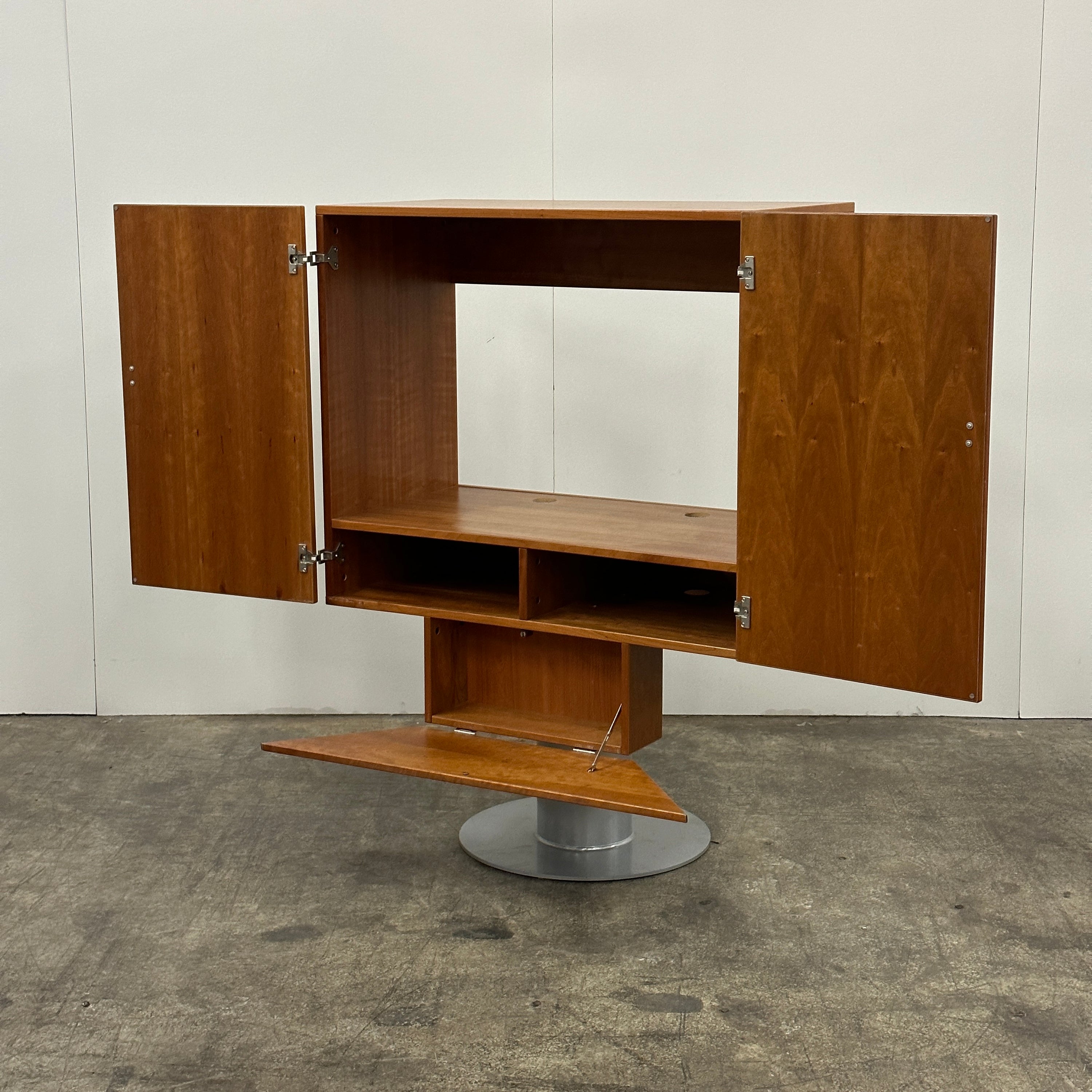 Rotating Danish Teak Bar Cabinet