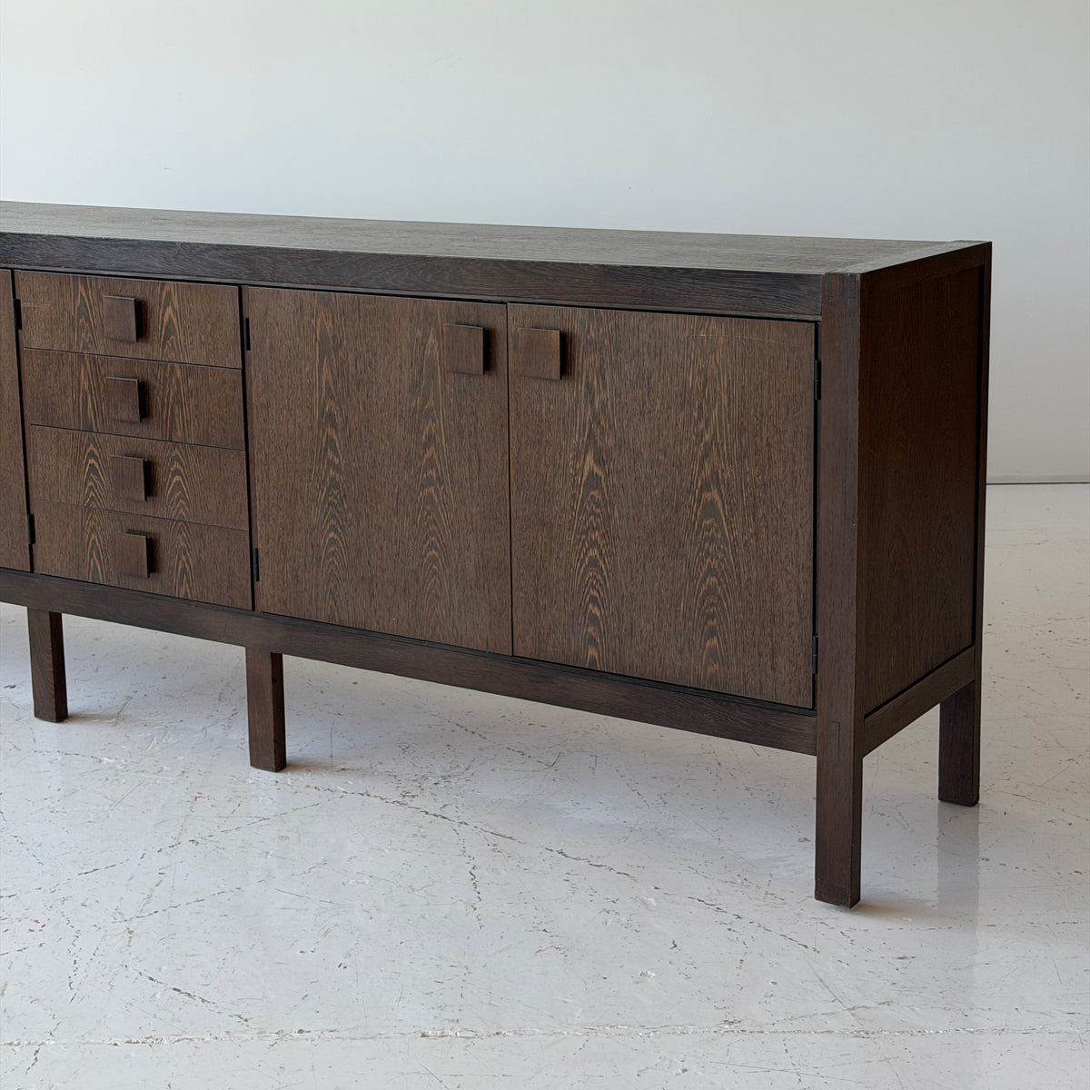 Belgian Wenge Wood Brutalist Credenza