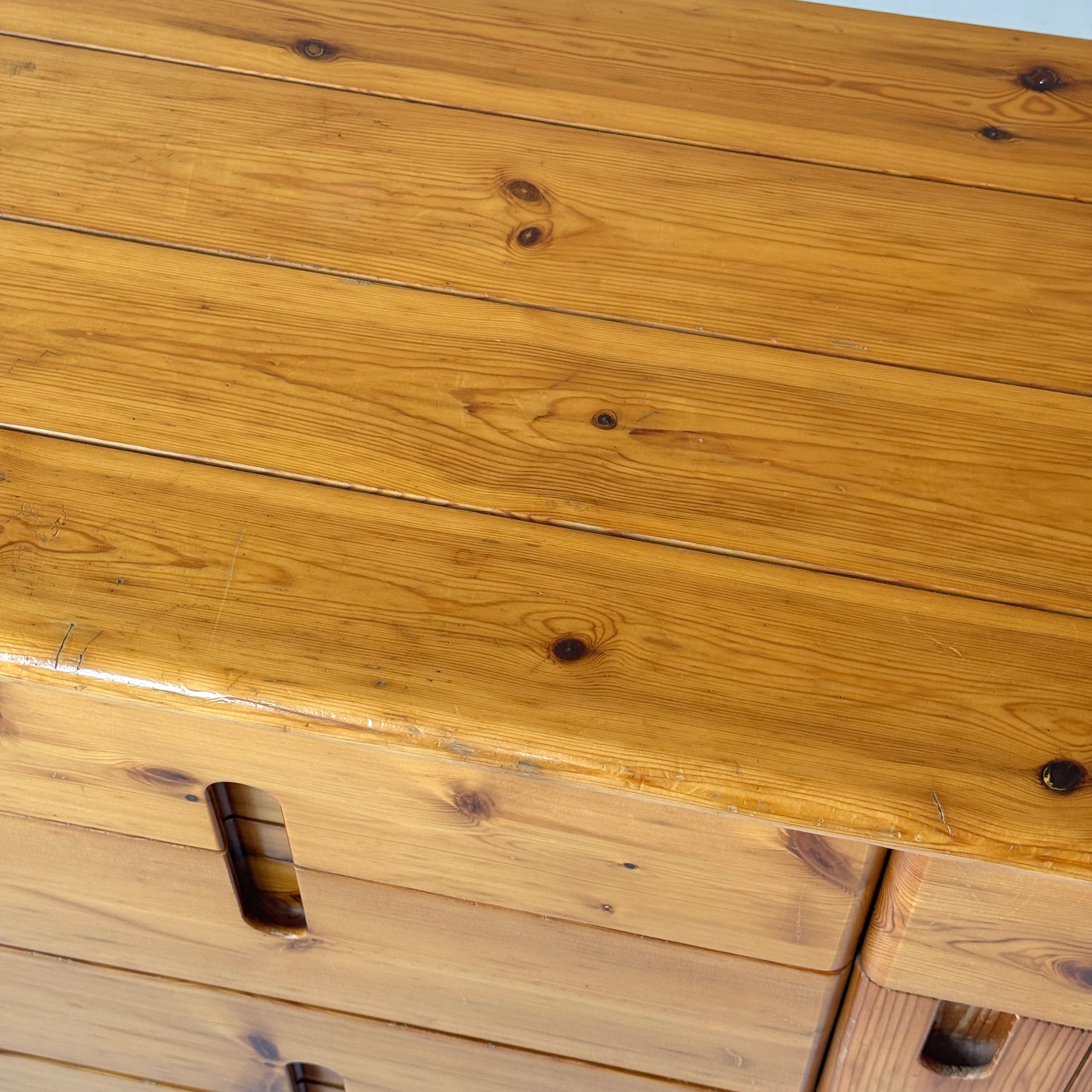 Italian Brutalist Pine Credenza by Silvio Coppola