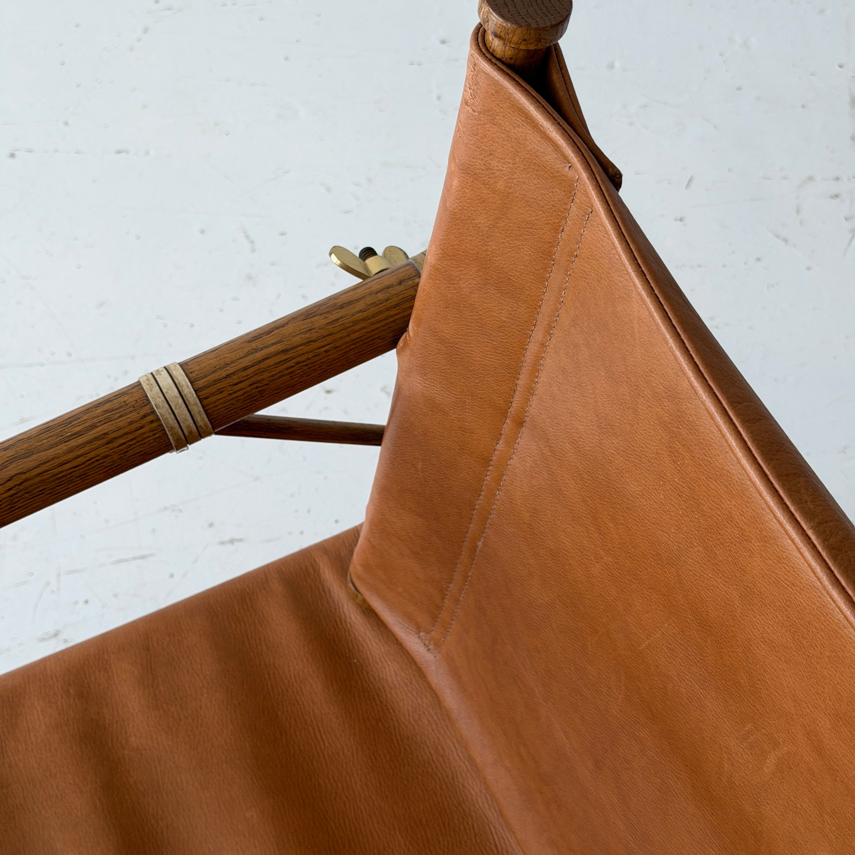Leather Campaign Chair + Ottoman by Eleanor Forbes for Mcguire