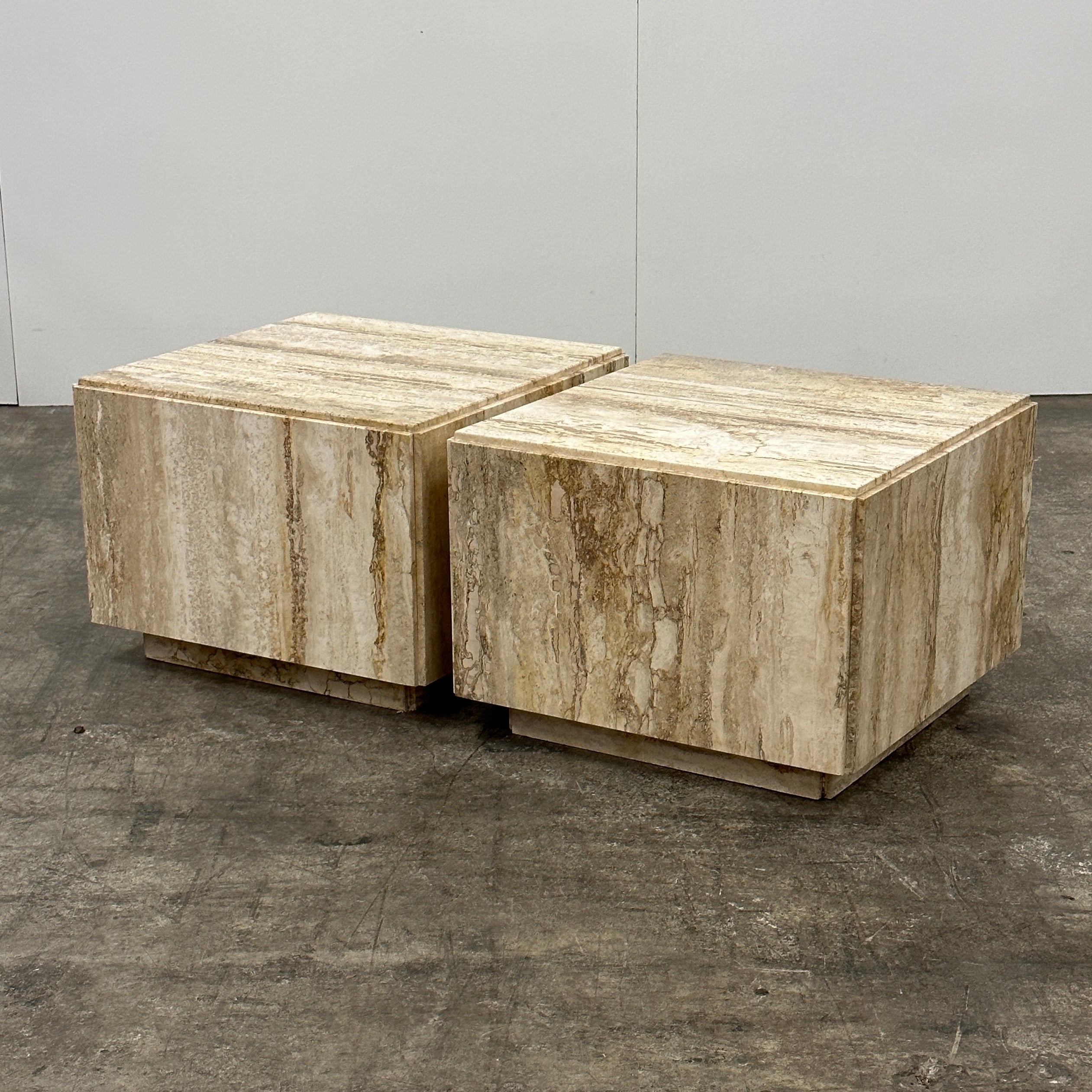 Italian Travertine Cube Tables