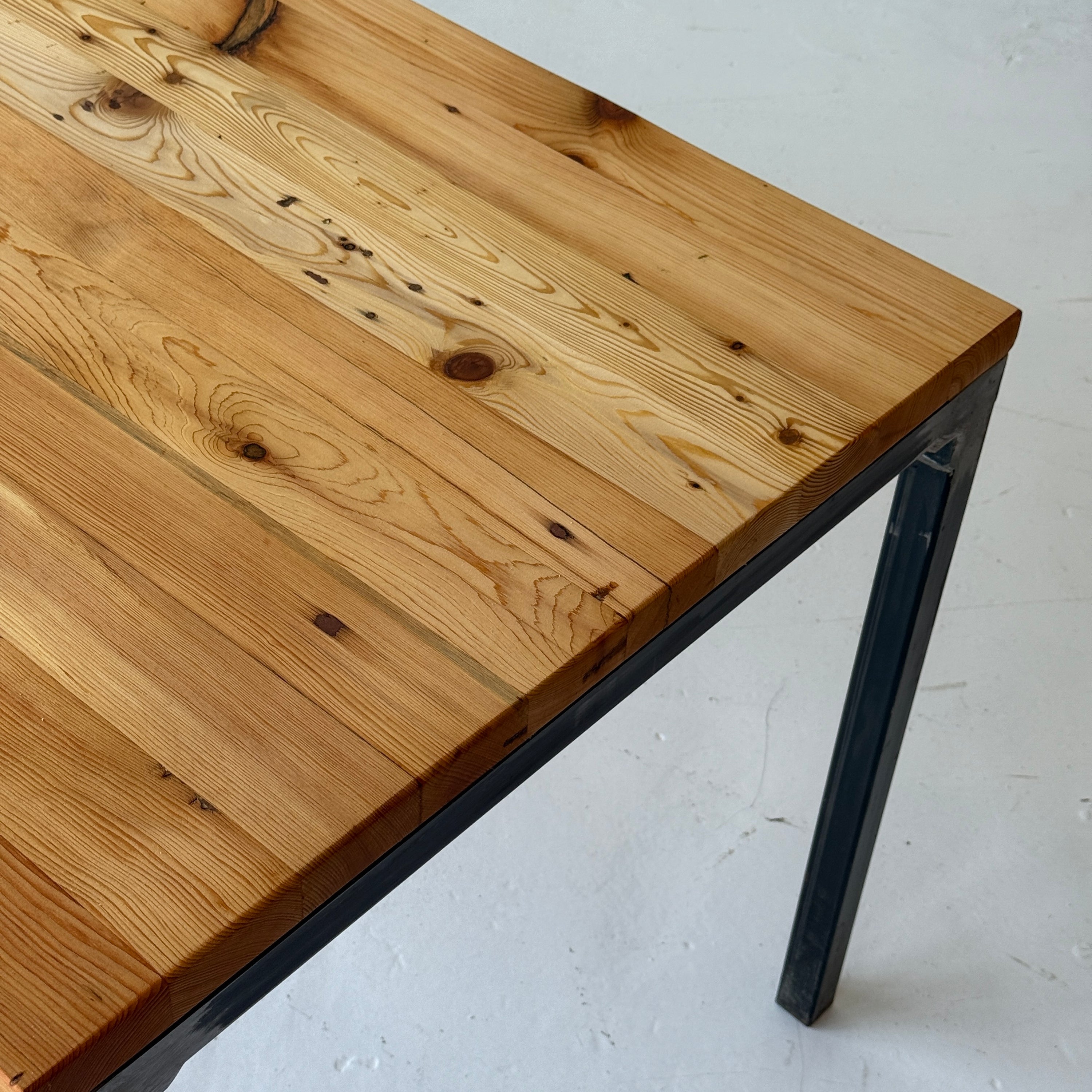 Primitive Pine/Metal Long Dining Table
