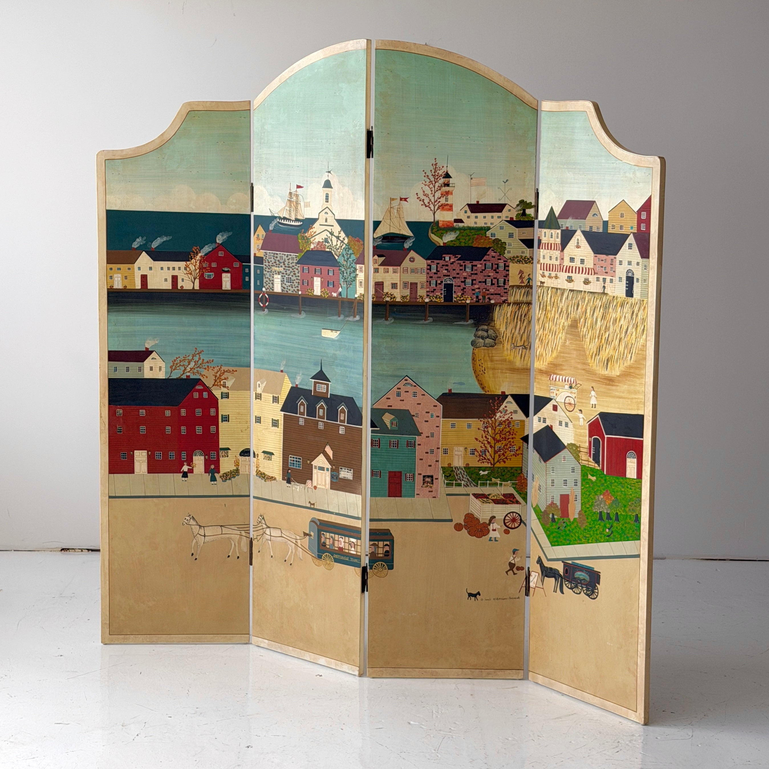 Hand Painted Antique Folk Art Screen by Sandi Wickersham Resnick