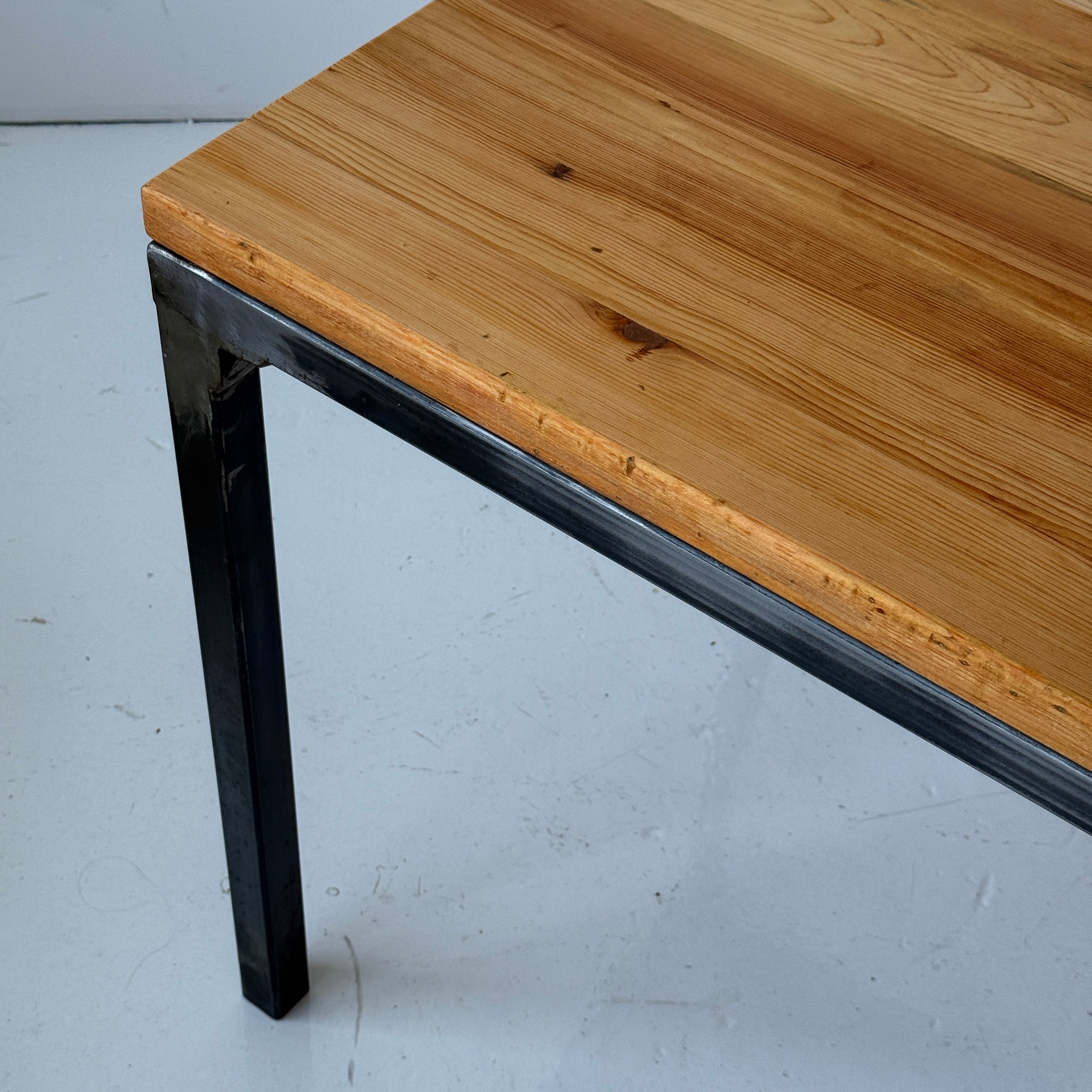 Primitive Pine/Metal Long Dining Table