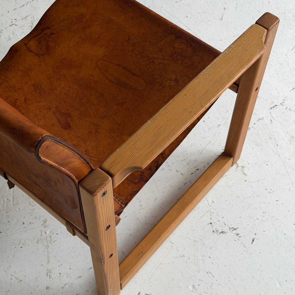 Patinated Leather Lounge Chair by Karin Mobring