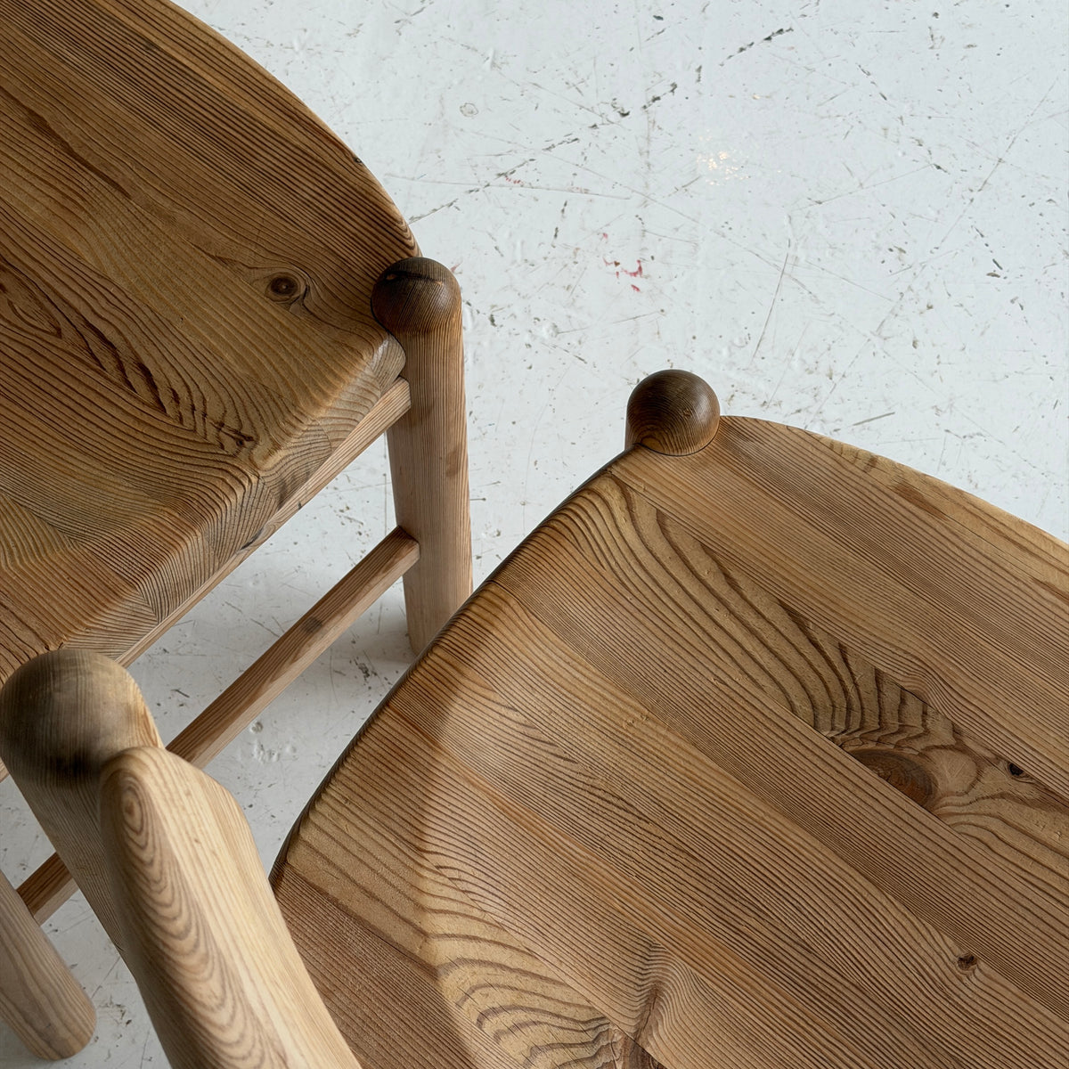 Pine Brutalist Dining Chairs by Rainier Daumillier