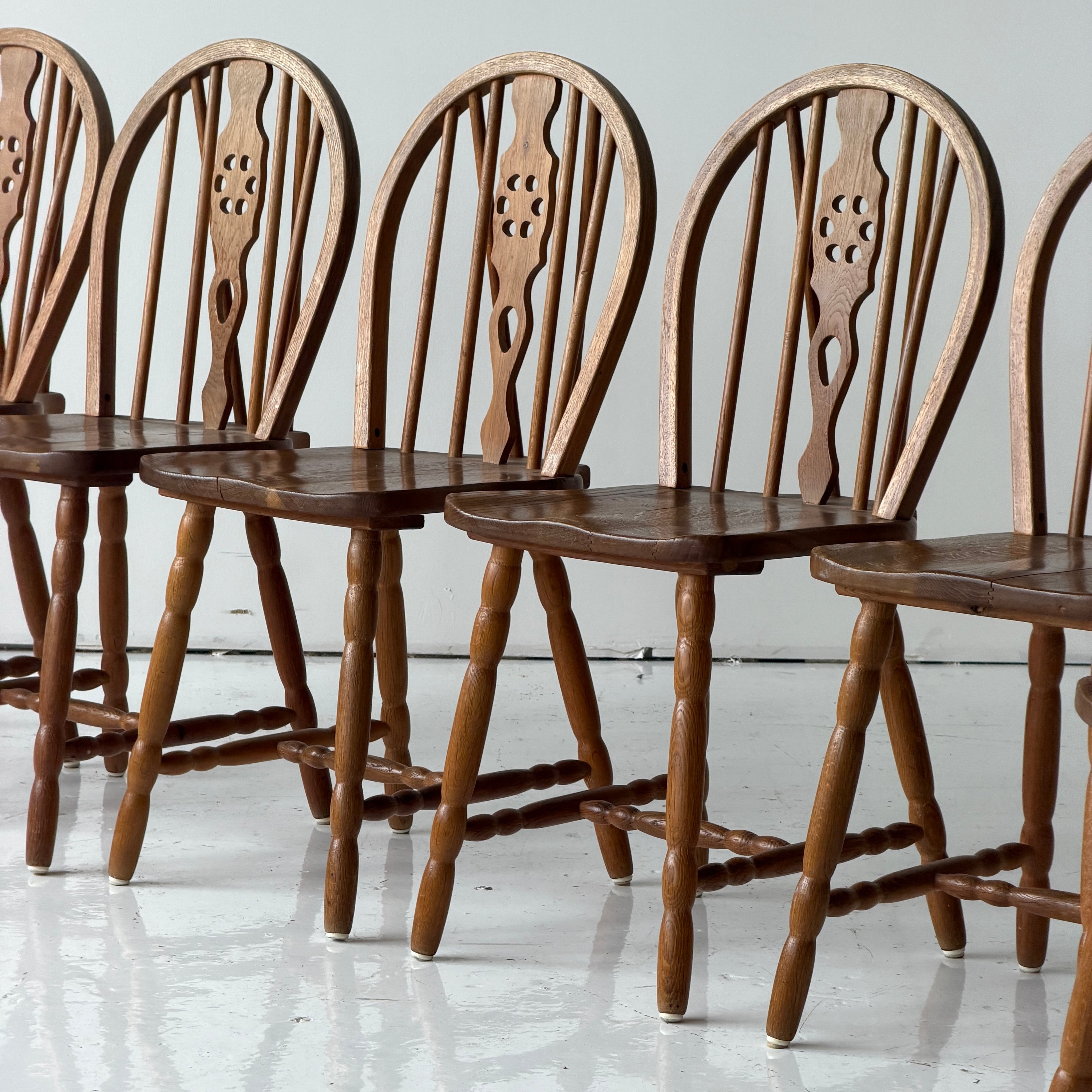 Scandinavian Oak Spindle Back Dining Chairs