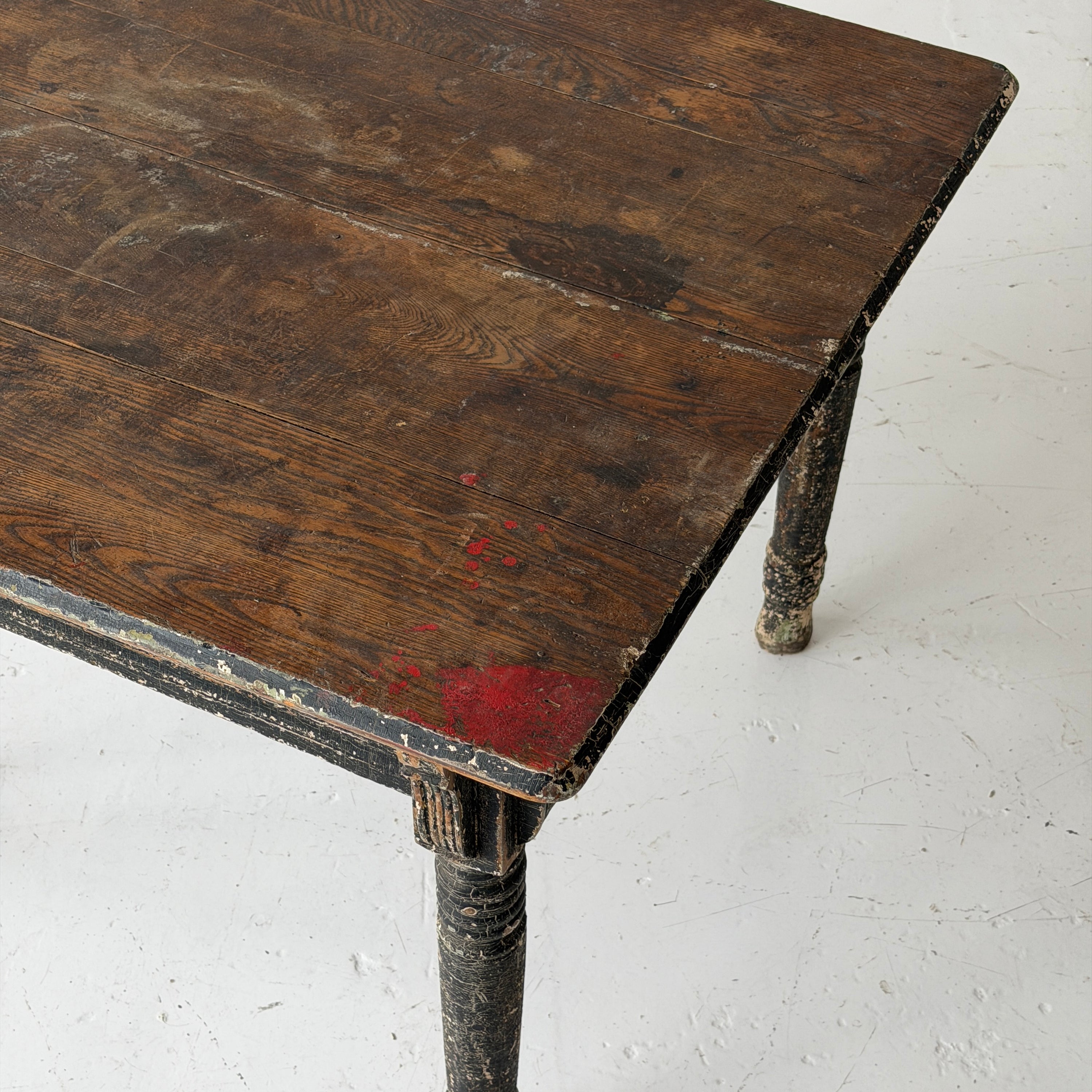 Primitive Painted Square Antique Dining Table
