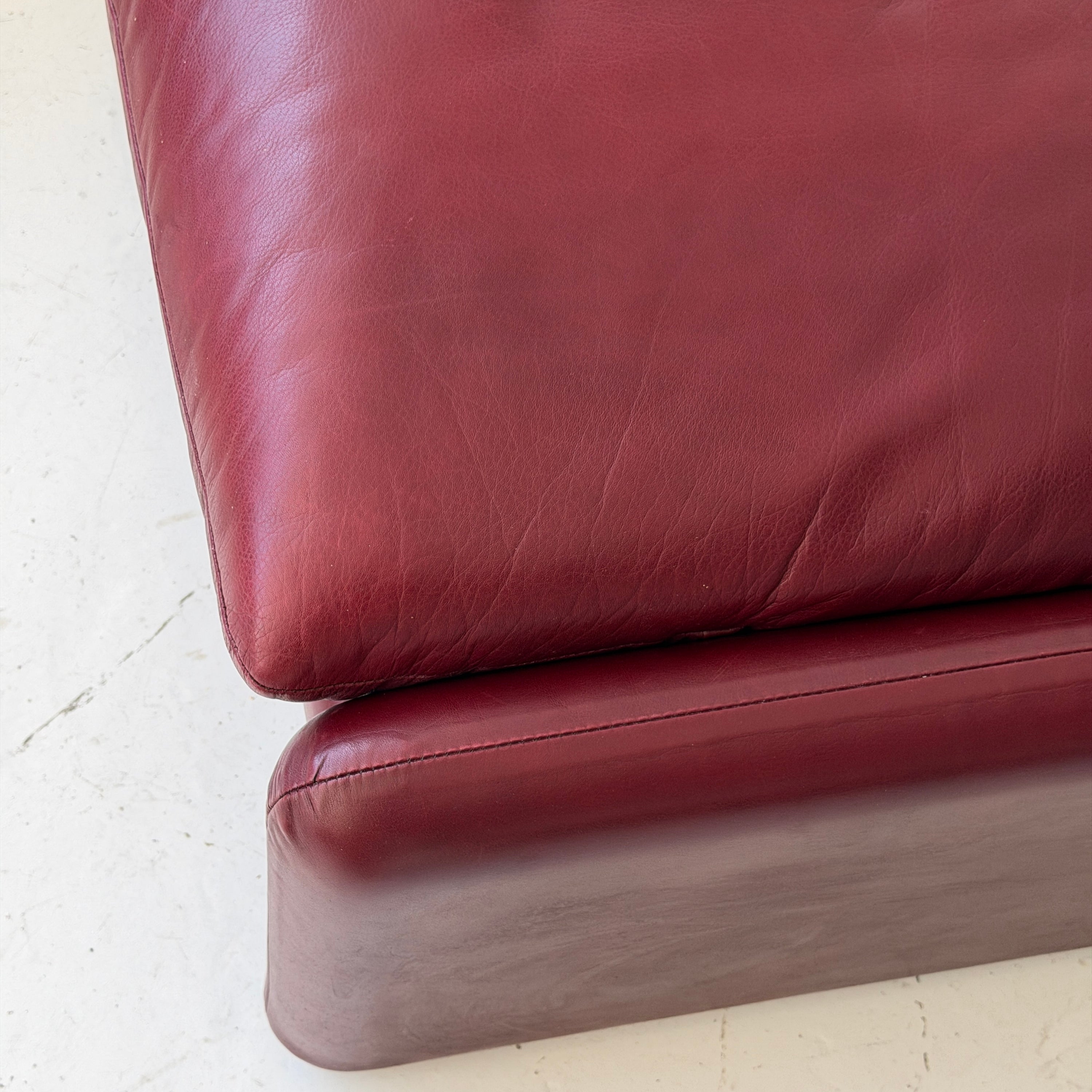 Oxblood Leather Maralunga Chair + Ottoman by Vico Magistretti for Cassina