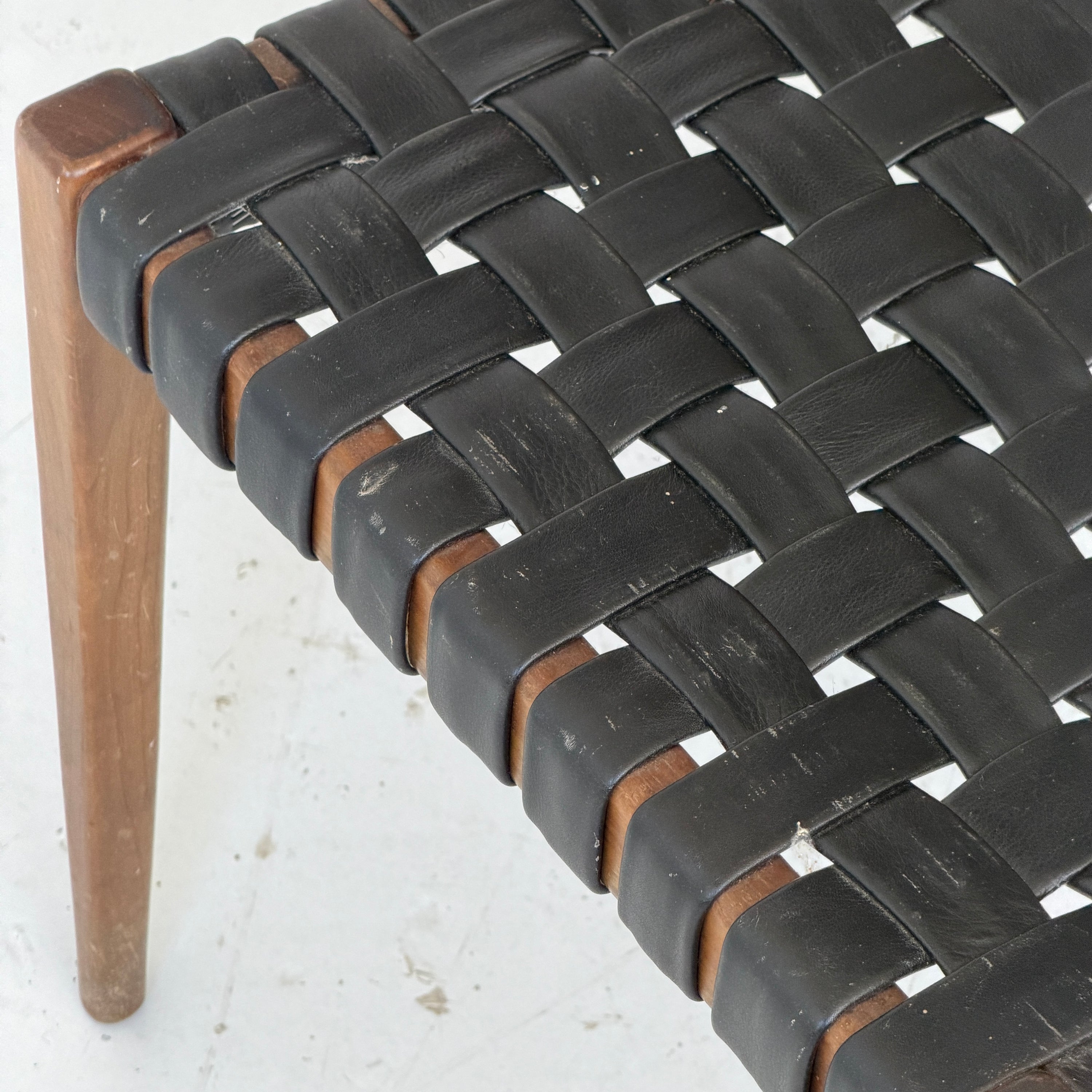 Mid Century Woven Wood Stool