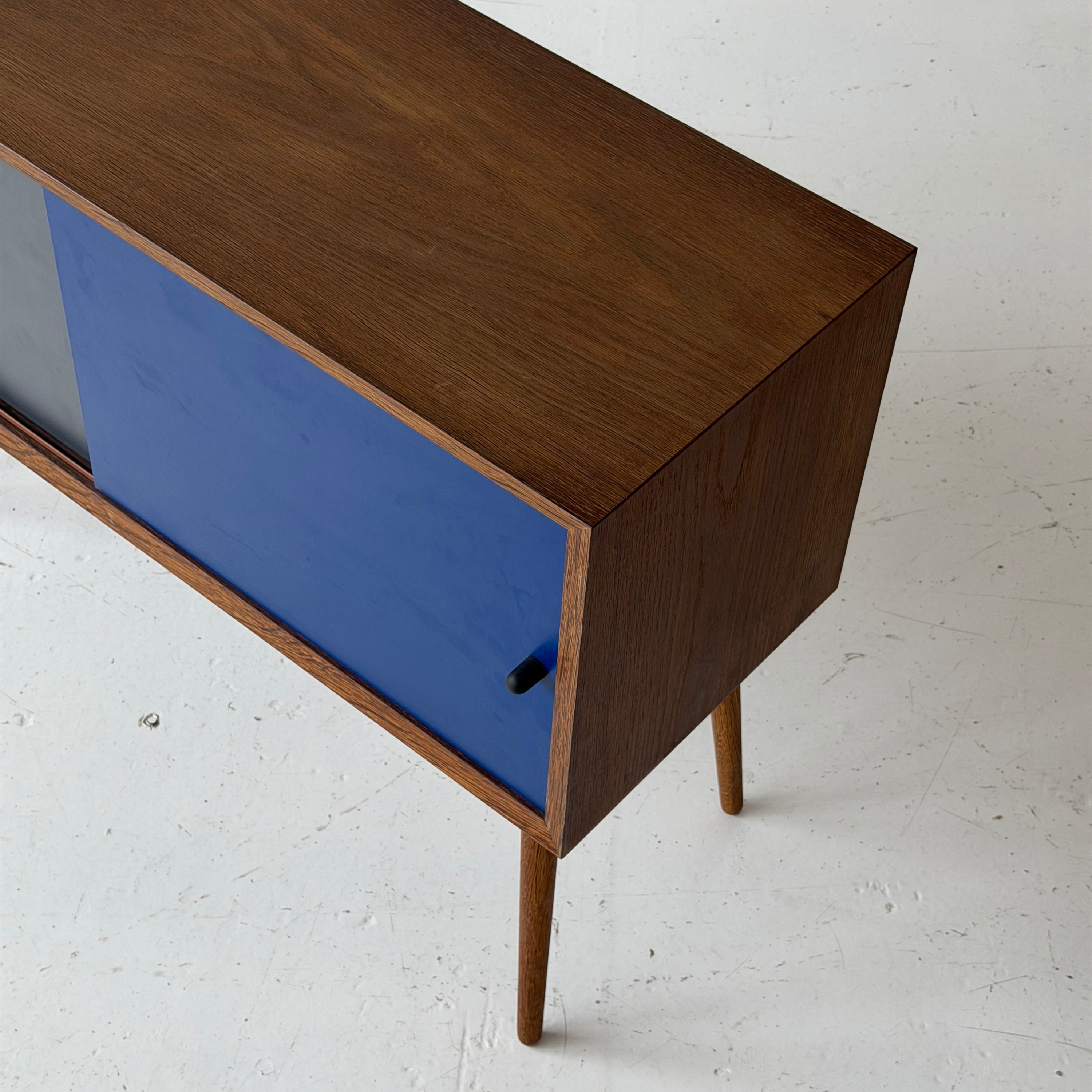 Painted Danish Sliding Door Cabinet