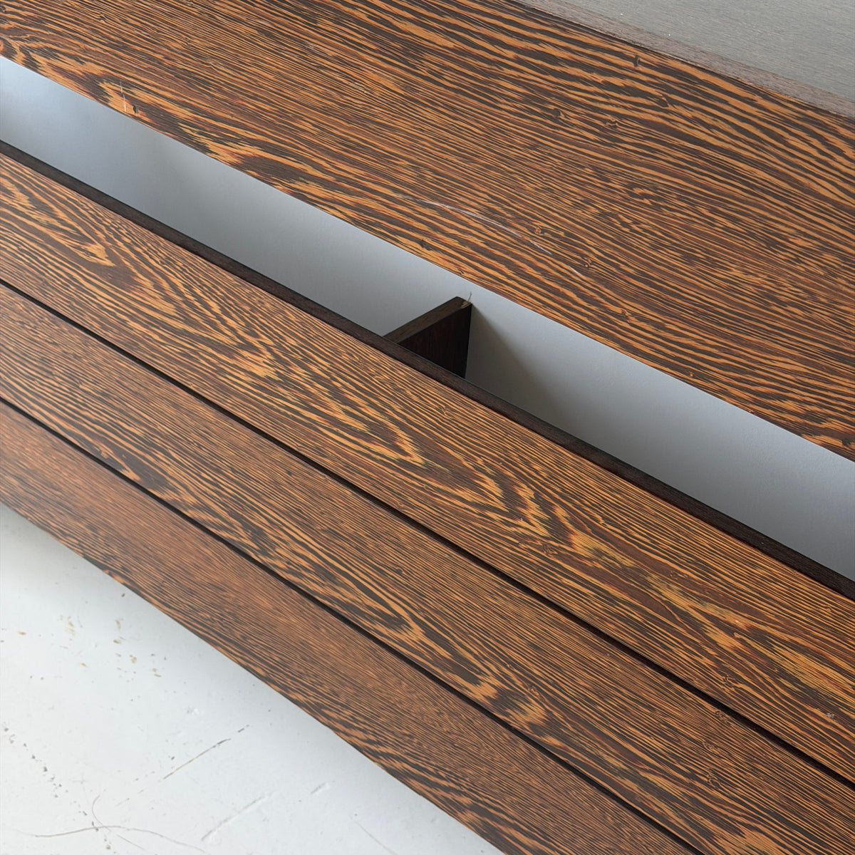 Belgian Wenge Wood Brutalist Console Table