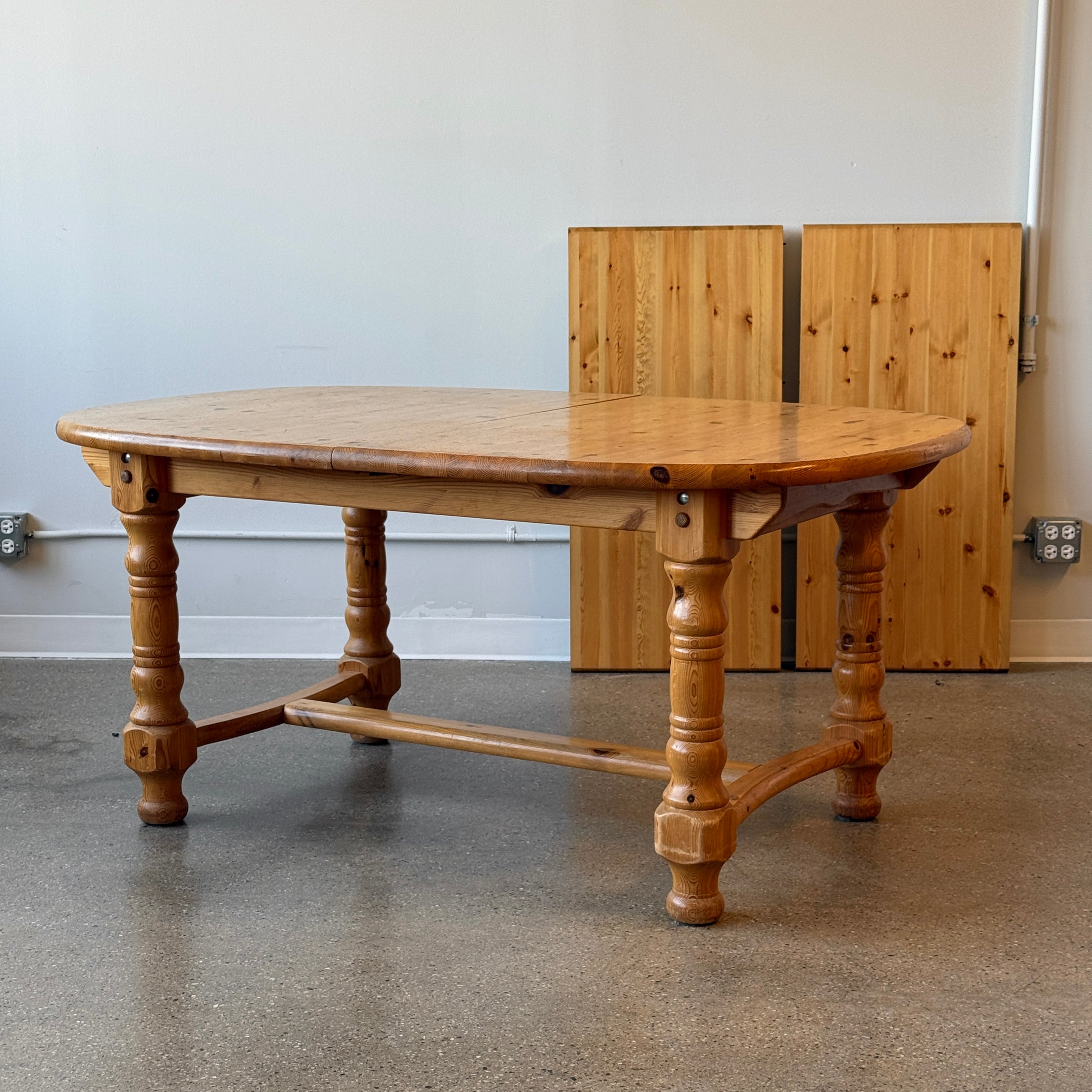 Carved Daumiller Style Pine Extendable Dining Table