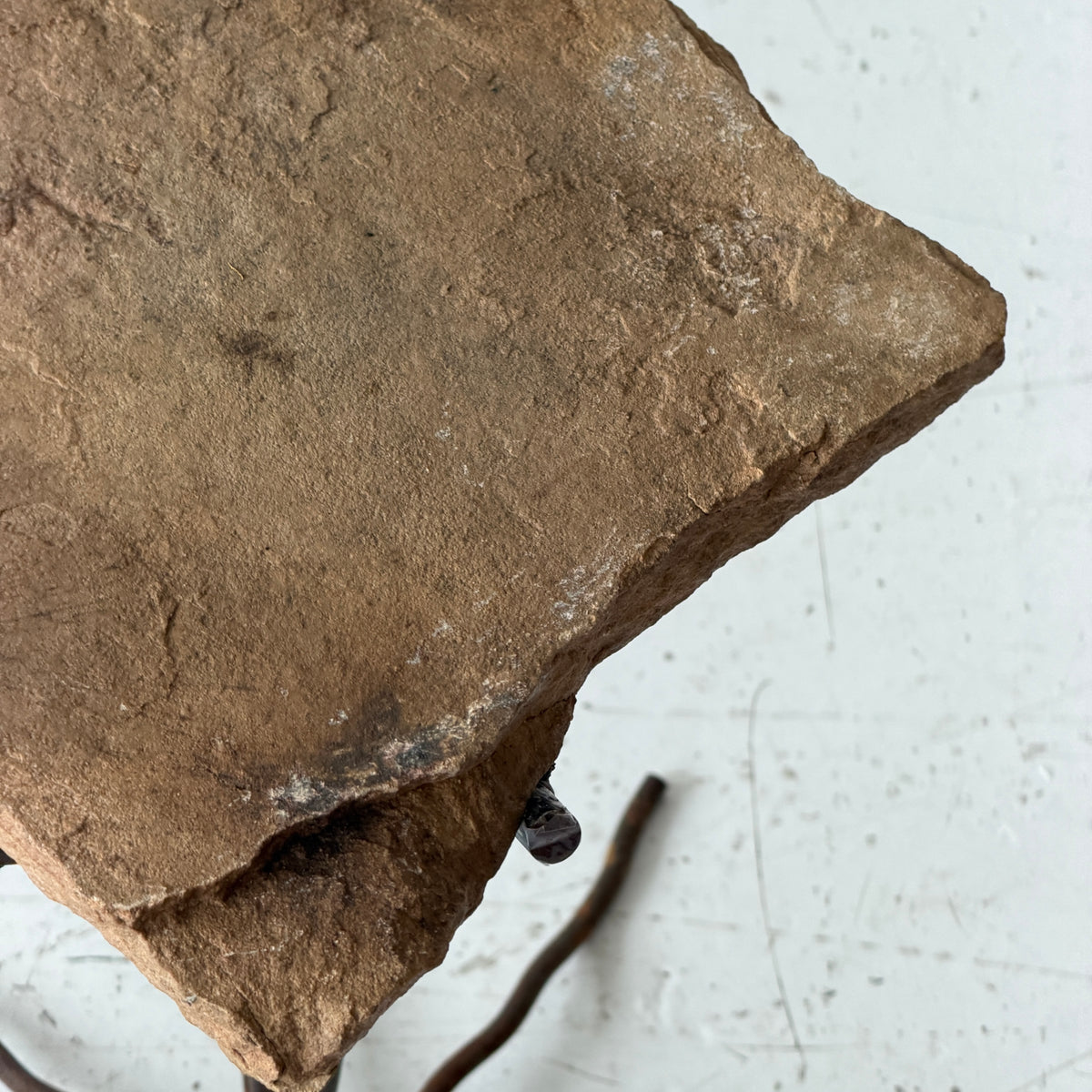 Studio Made Brutalist Metal + Stone Side Table