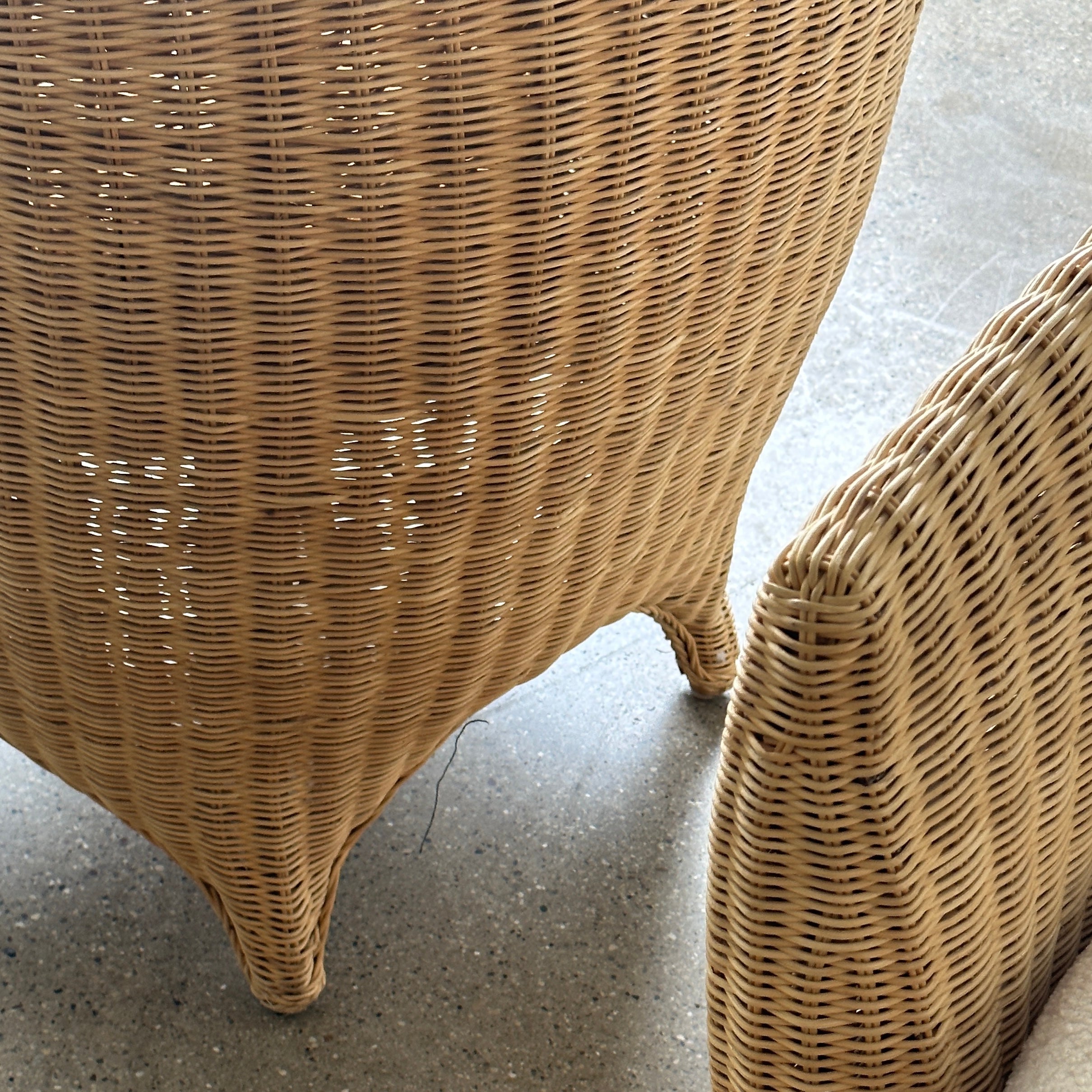 Sculptural Wicker Tub Chairs in Boucle