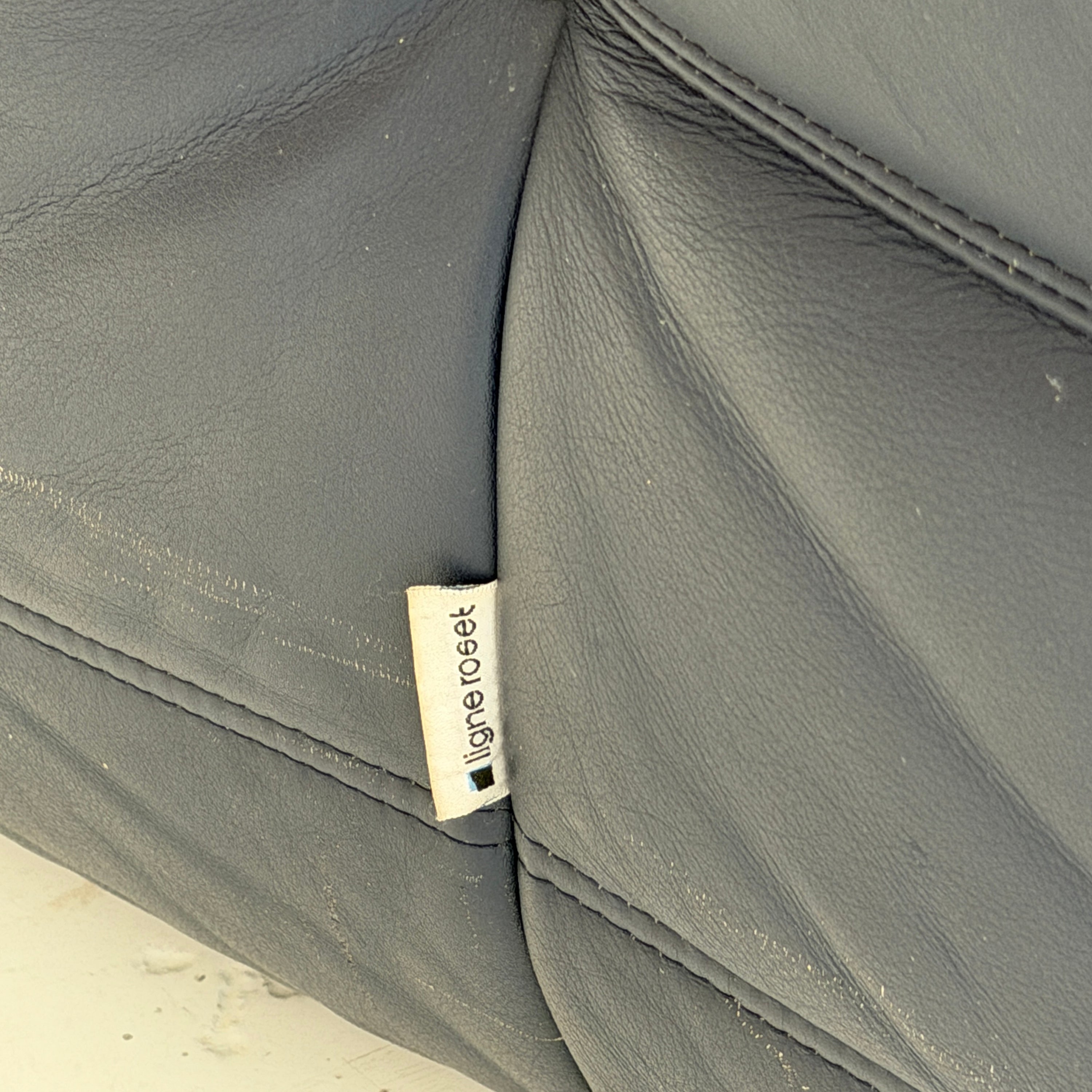 Togo Lounge Chair by Michel Ducaroy for Ligne Roset in Navy Leather