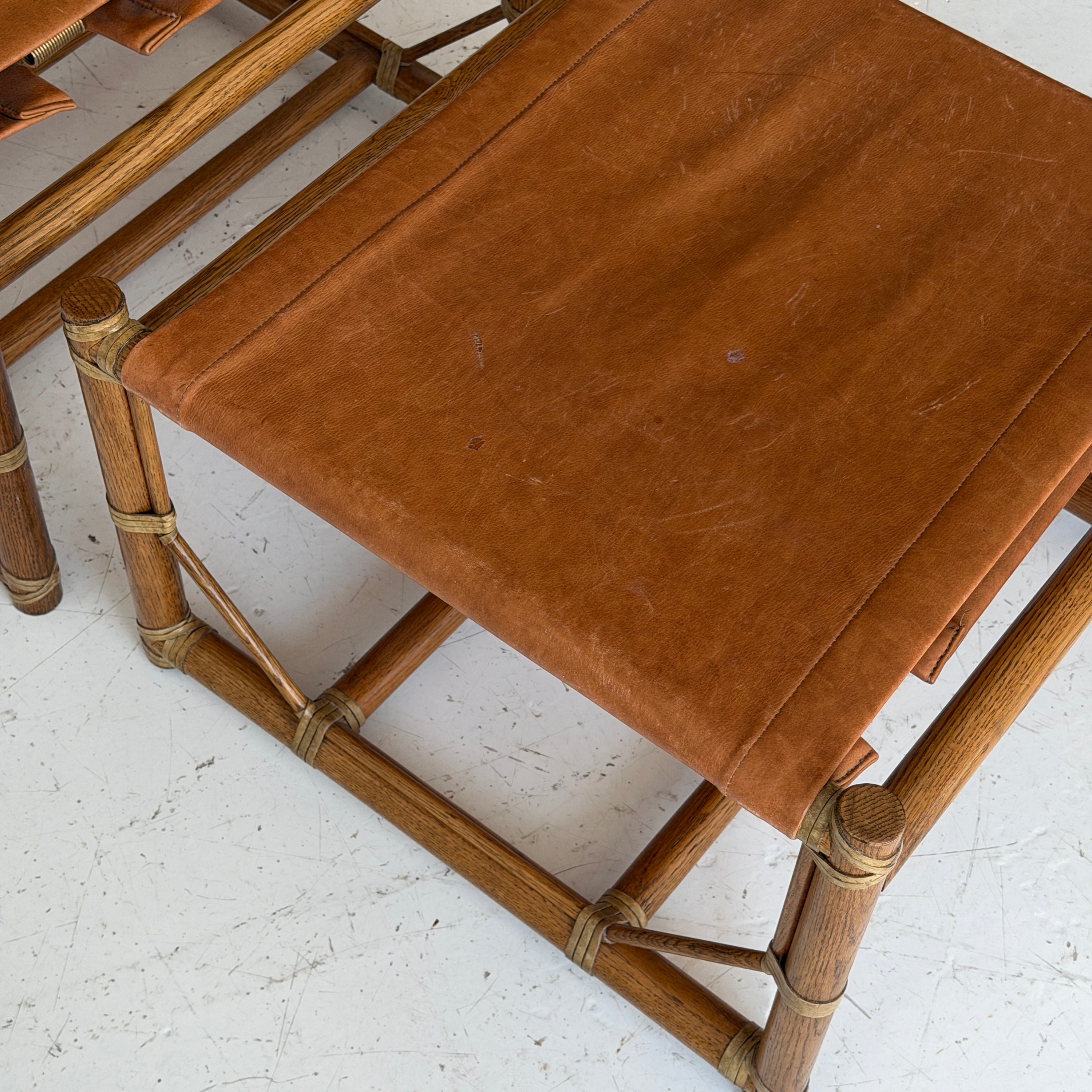 Leather Campaign Chair + Ottoman by Eleanor Forbes for Mcguire