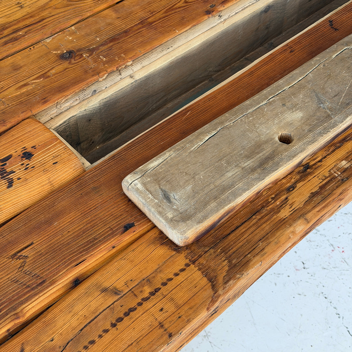 Belgian Brutalist Pine Dining Table