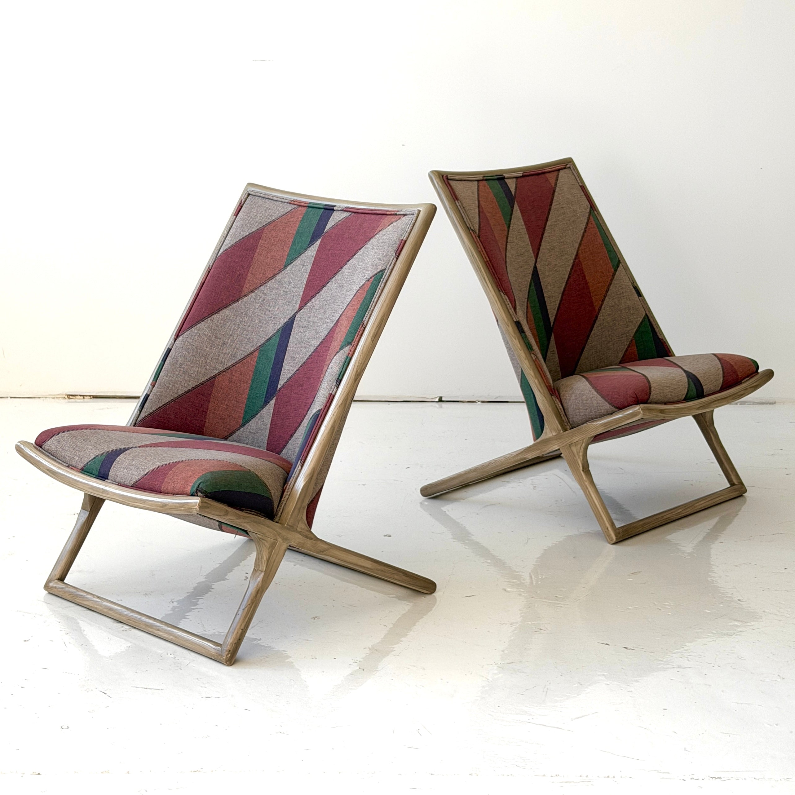 Wooden Scissor Chairs by Ward Bennett for Brickell Associates