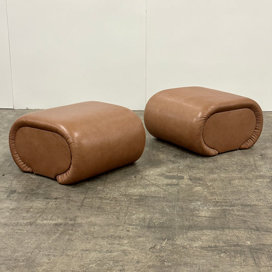 Vintage Leather Ottomans by Preview