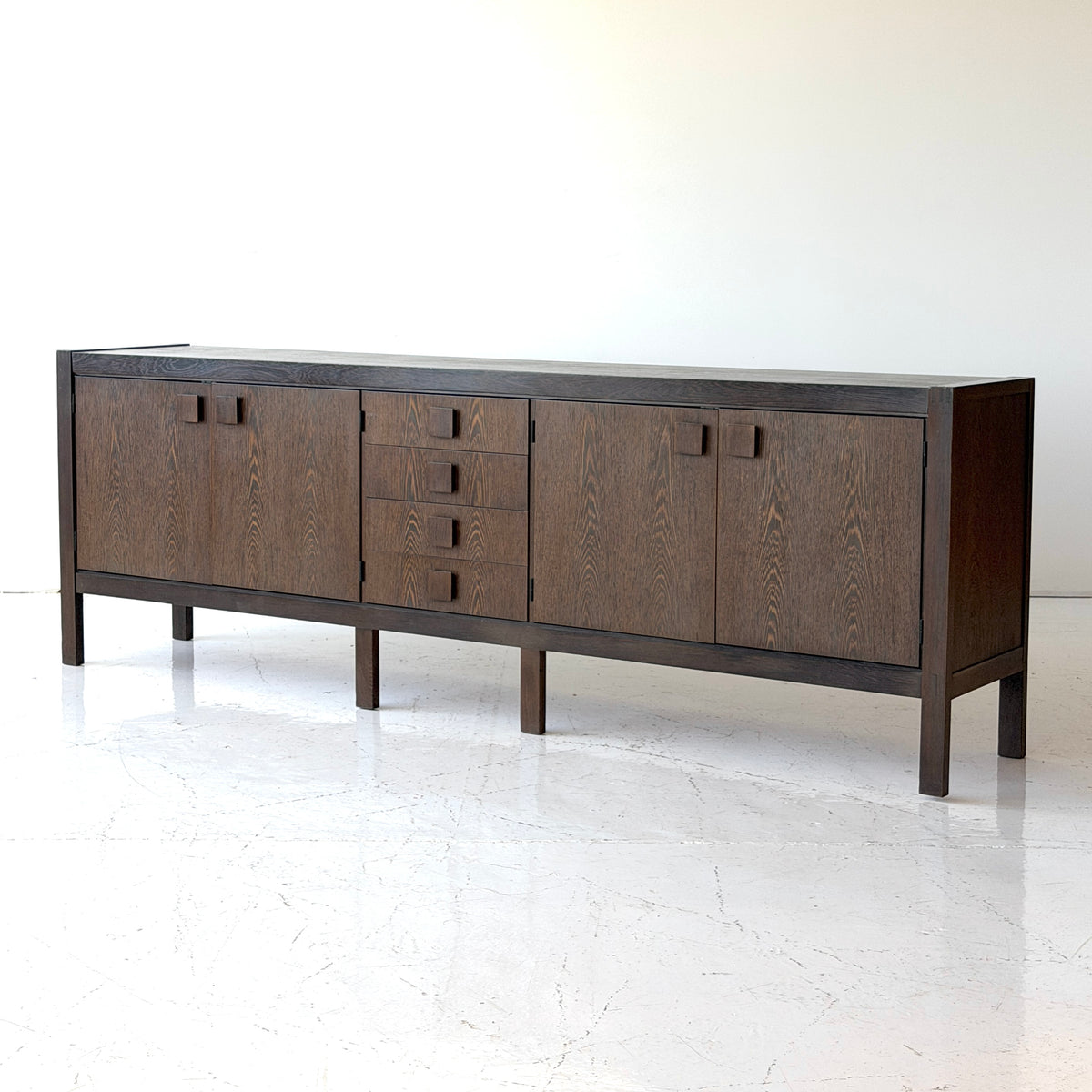 Belgian Wenge Wood Brutalist Credenza