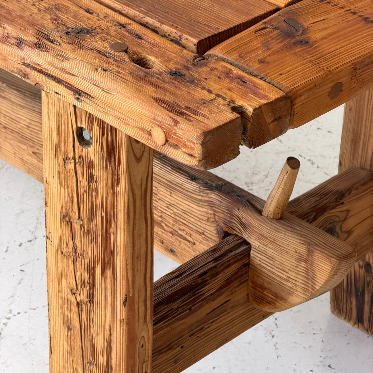 Belgian Brutalist Pine Dining Table
