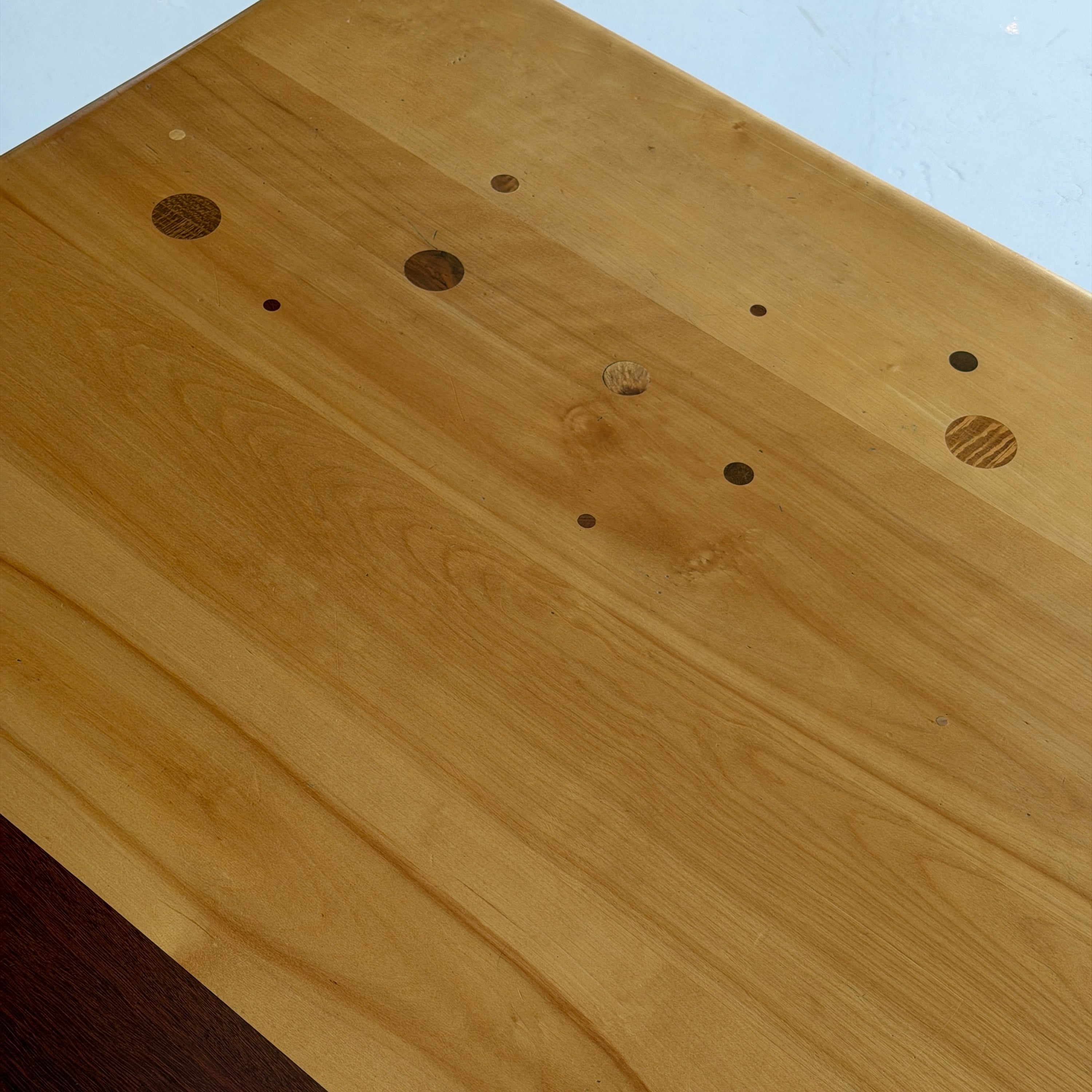 Mixed Wood Sculptural Inlaid Dining Table/Desk by Steven Spiro