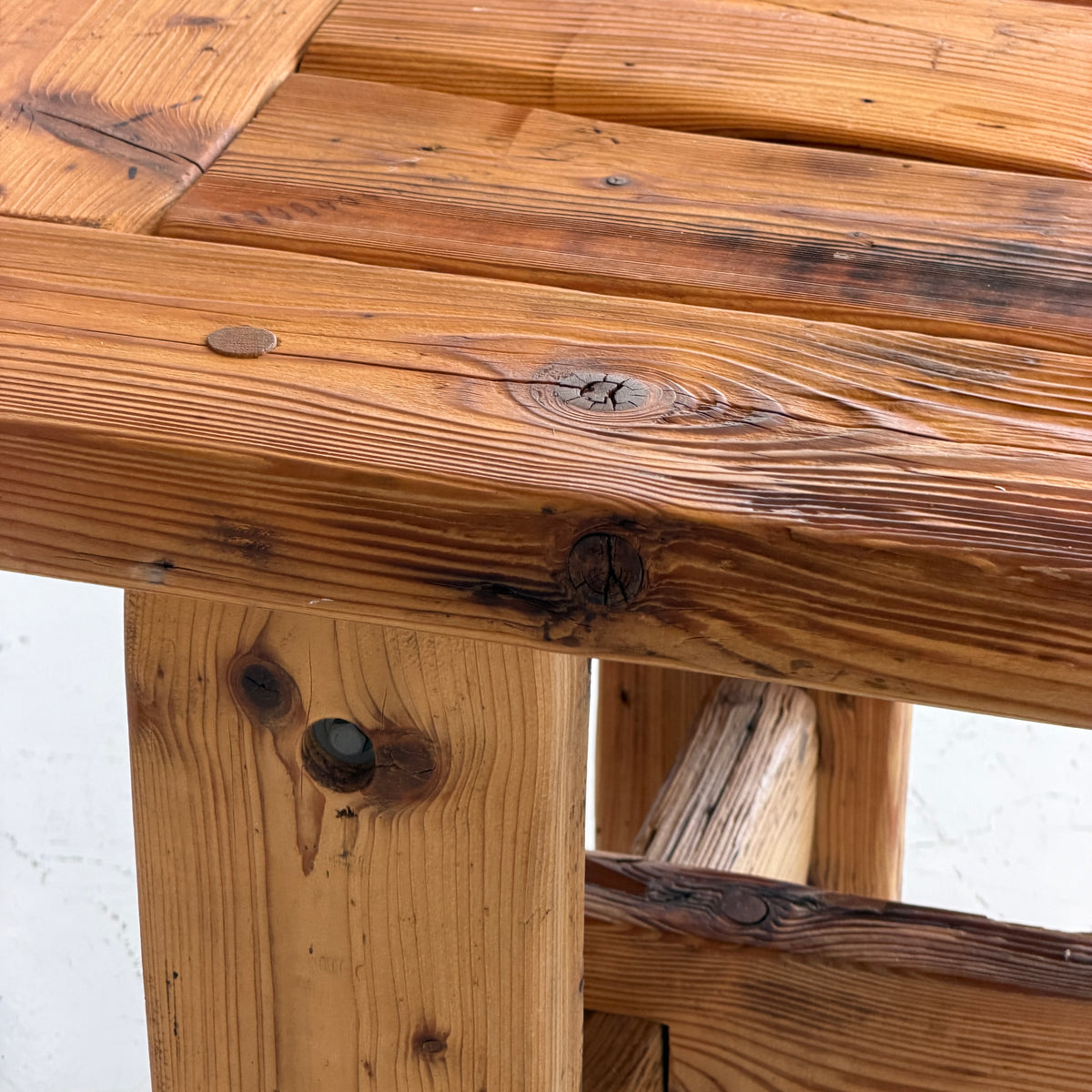 Belgian Brutalist Pine Dining Table