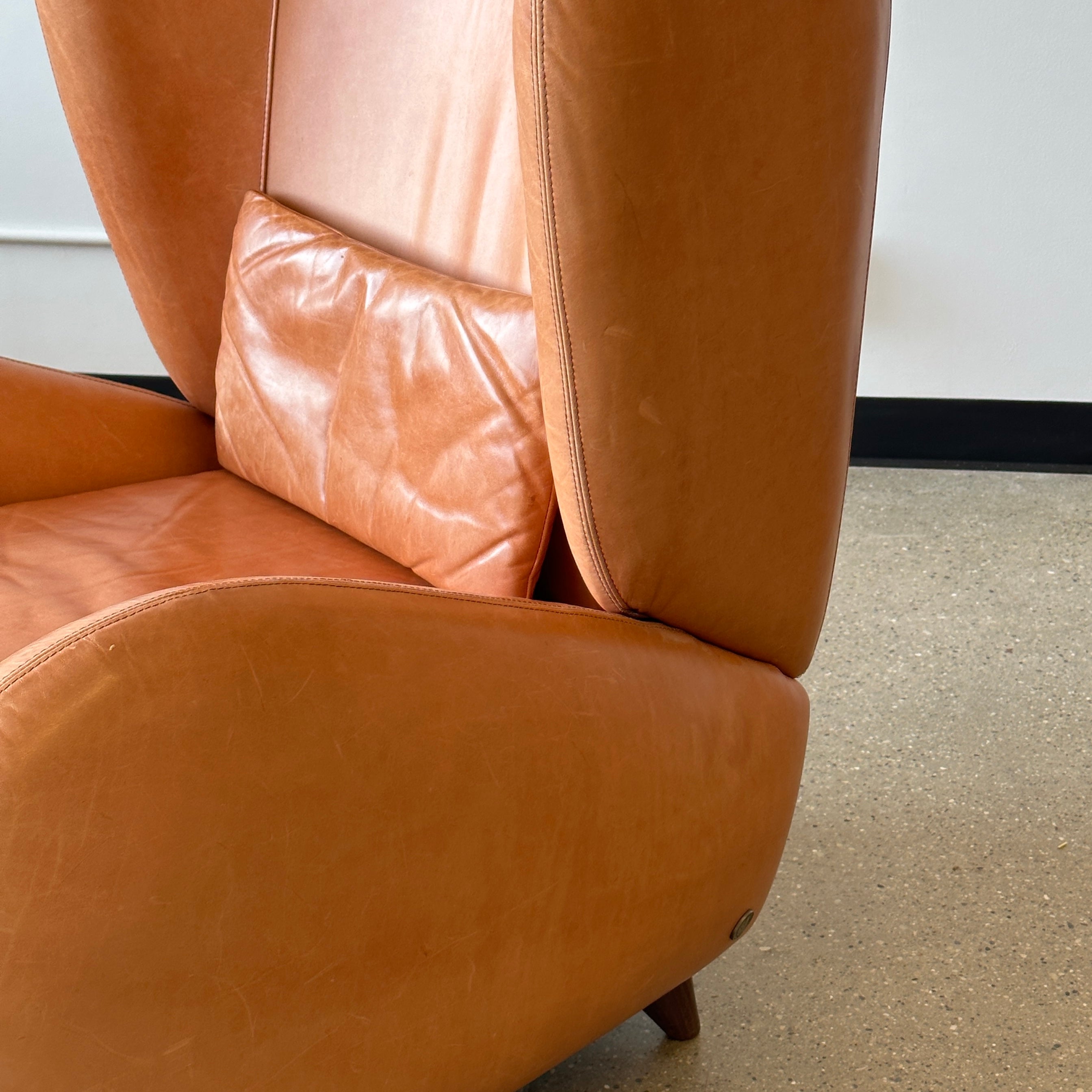 Fiftyish Wingback Leather Chair by Vladimir Kagan for American Leather