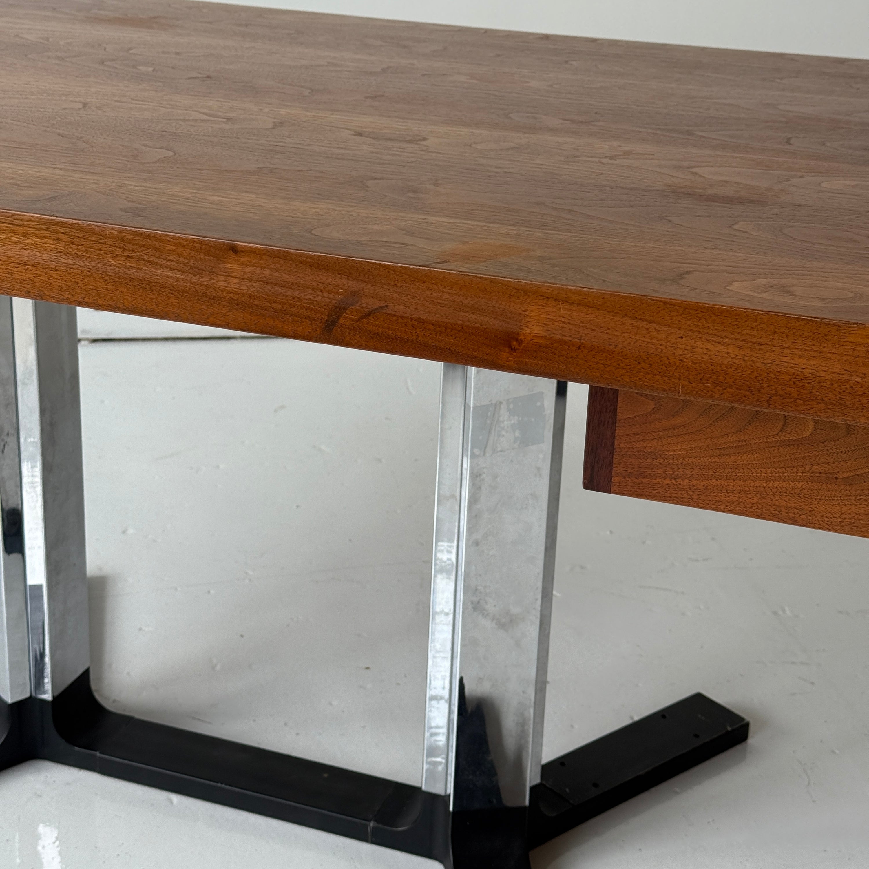 Monumental Walnut/Chrome Executive Desk