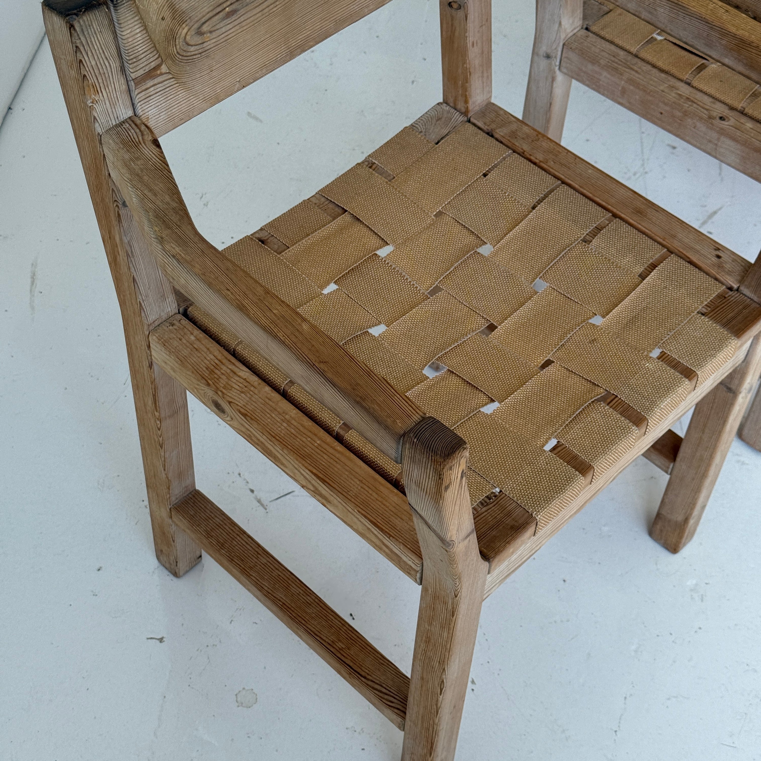 Danish Pine Woven Dining Chairs